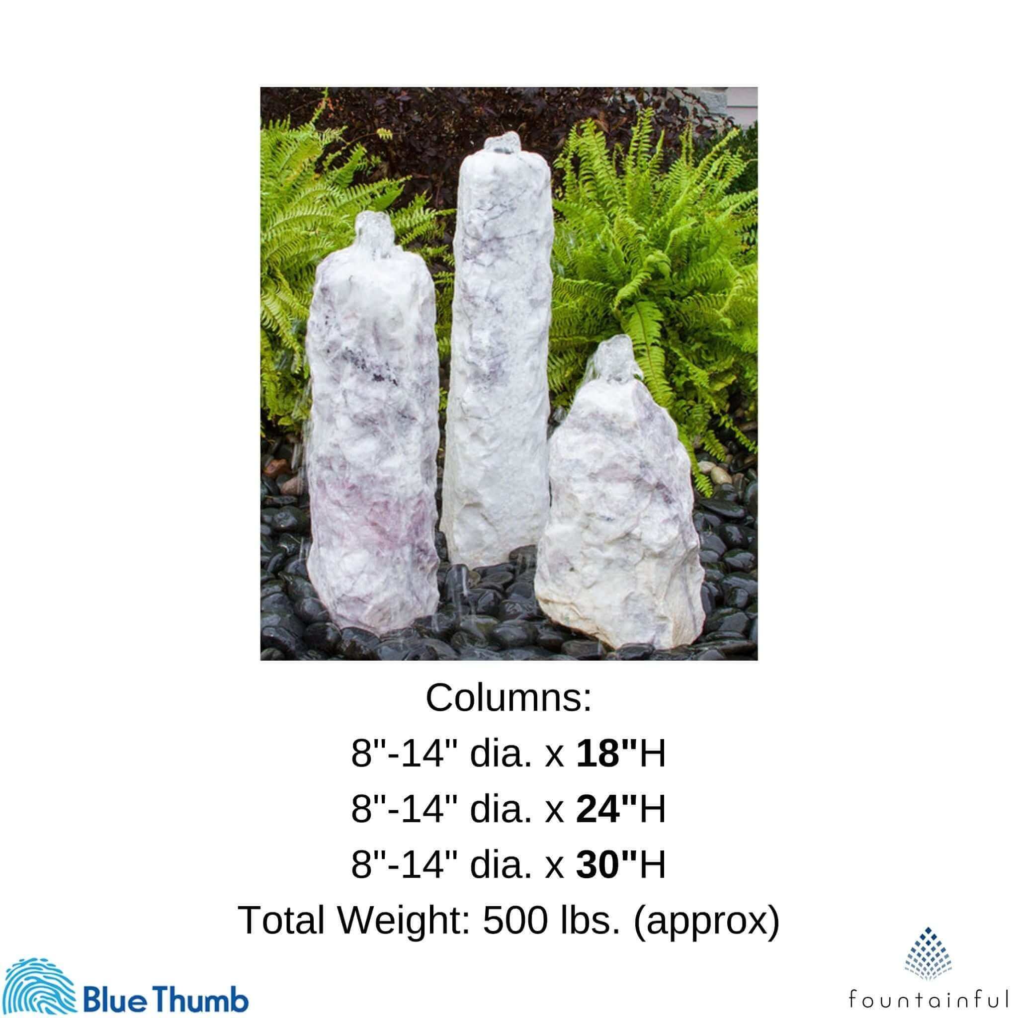 Chiseled "Lilac" 3-Column Stone Fountain - Complete Kit - Blue Thumb