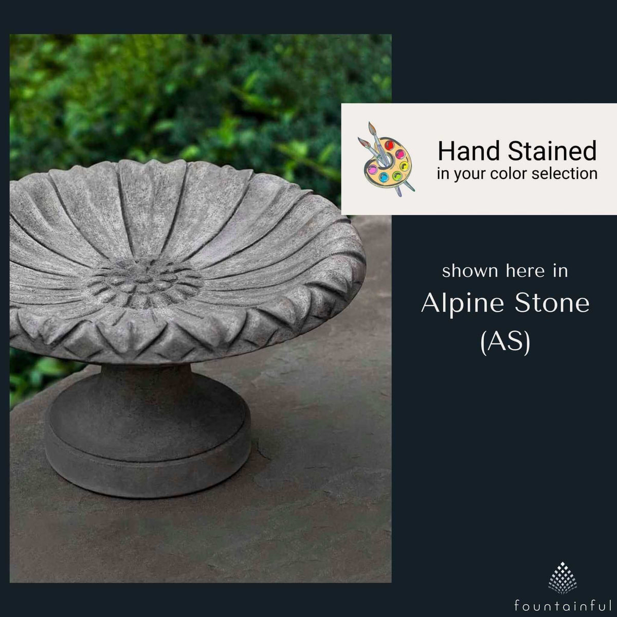 Lotus Concrete Bird Bath - Campania #B184
