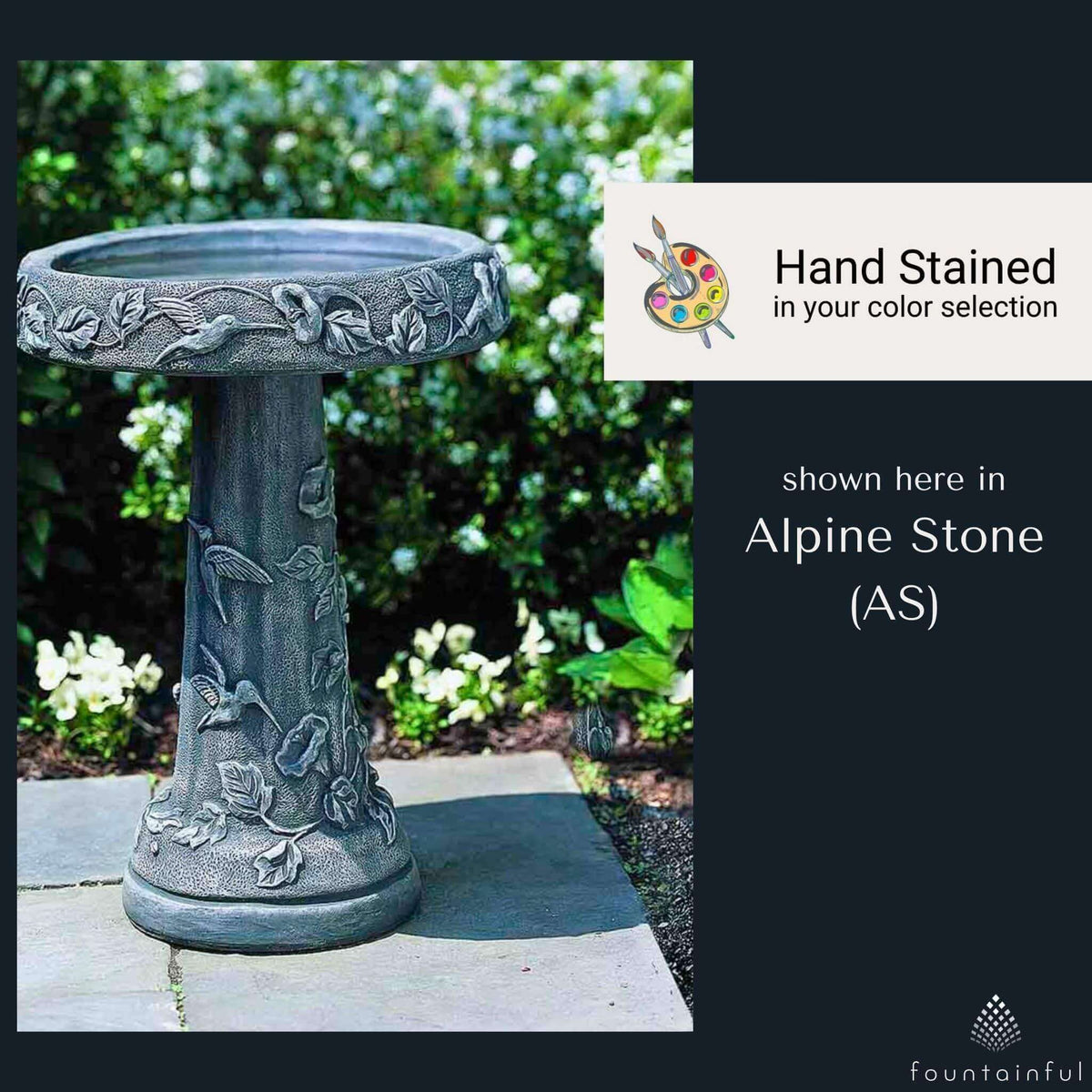 Hummingbird Concrete Bird Bath - Campania #B034