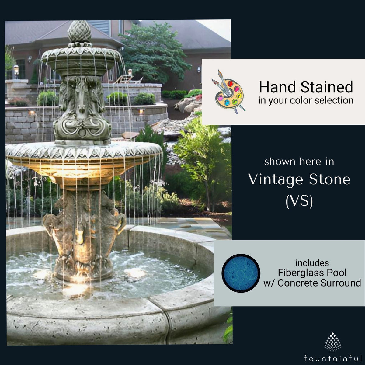 Cavalli 2-Tier Concrete Pond Fountain - Fiore #2133