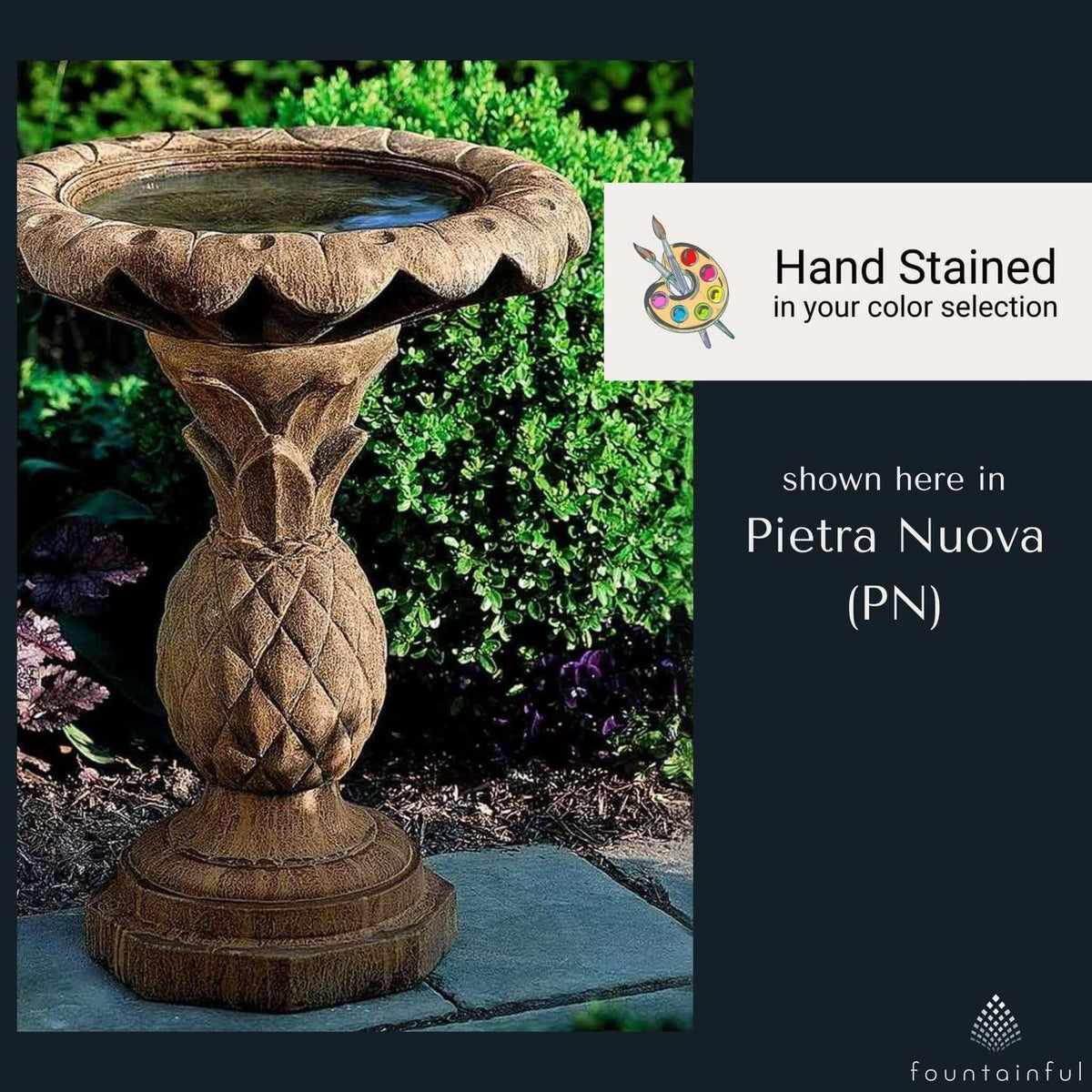 Pineapple Concrete Bird Bath - Campania #B013