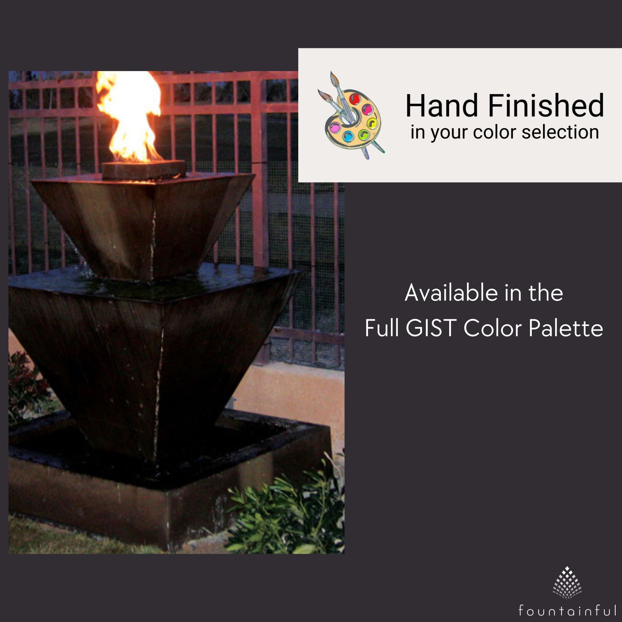 Double Oblique Concrete Fire & Water Fountain - GIST Fountains