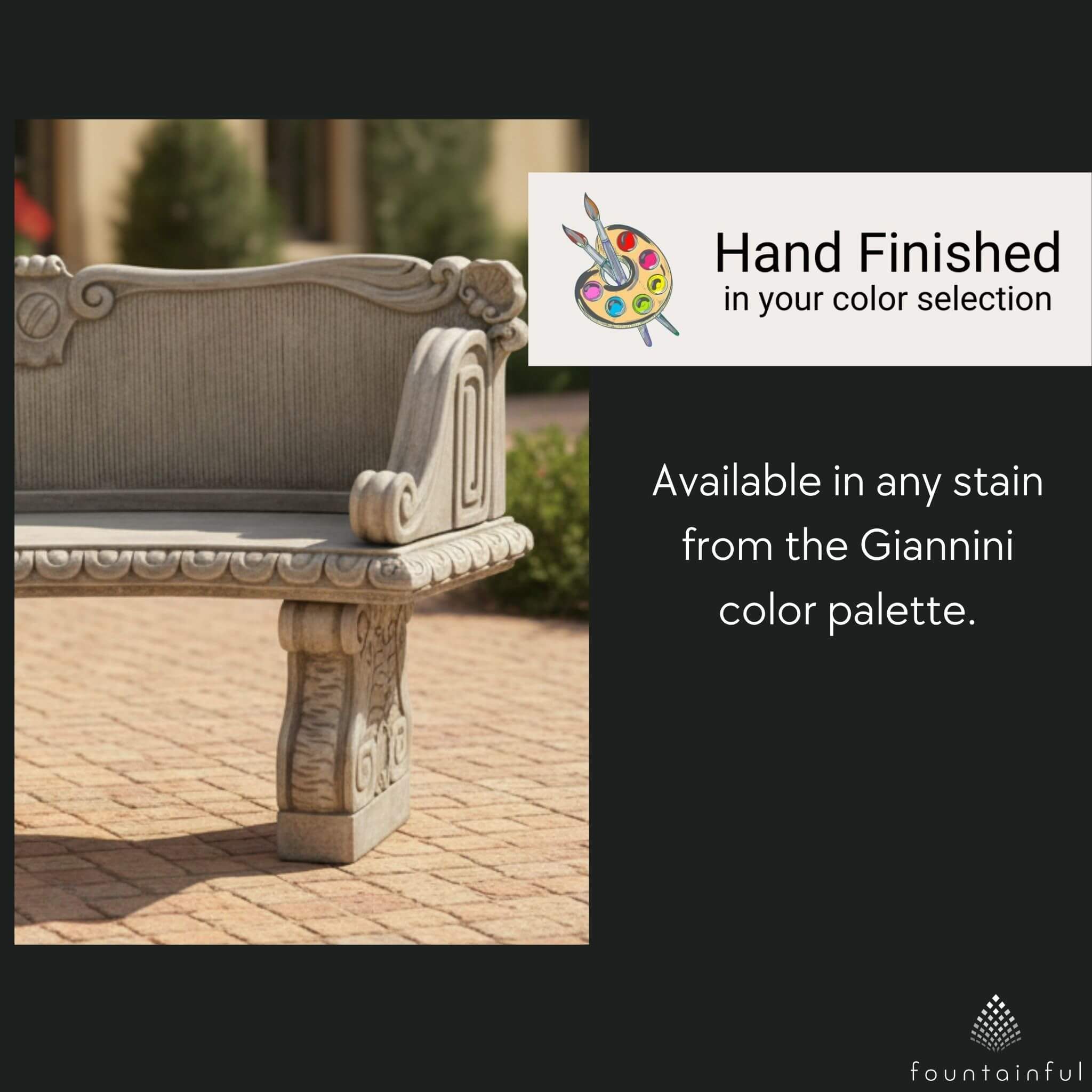 Palladio Curved Concrete Garden Bench - Giannini #559