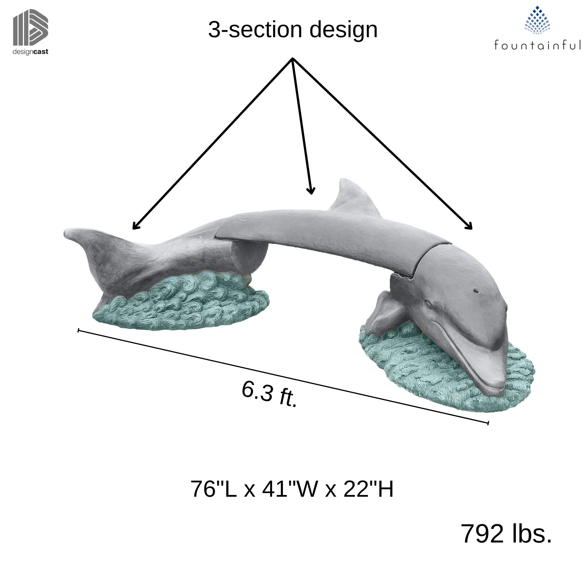 Dolphin Concrete Garden Bench - Phoenix Design Cast