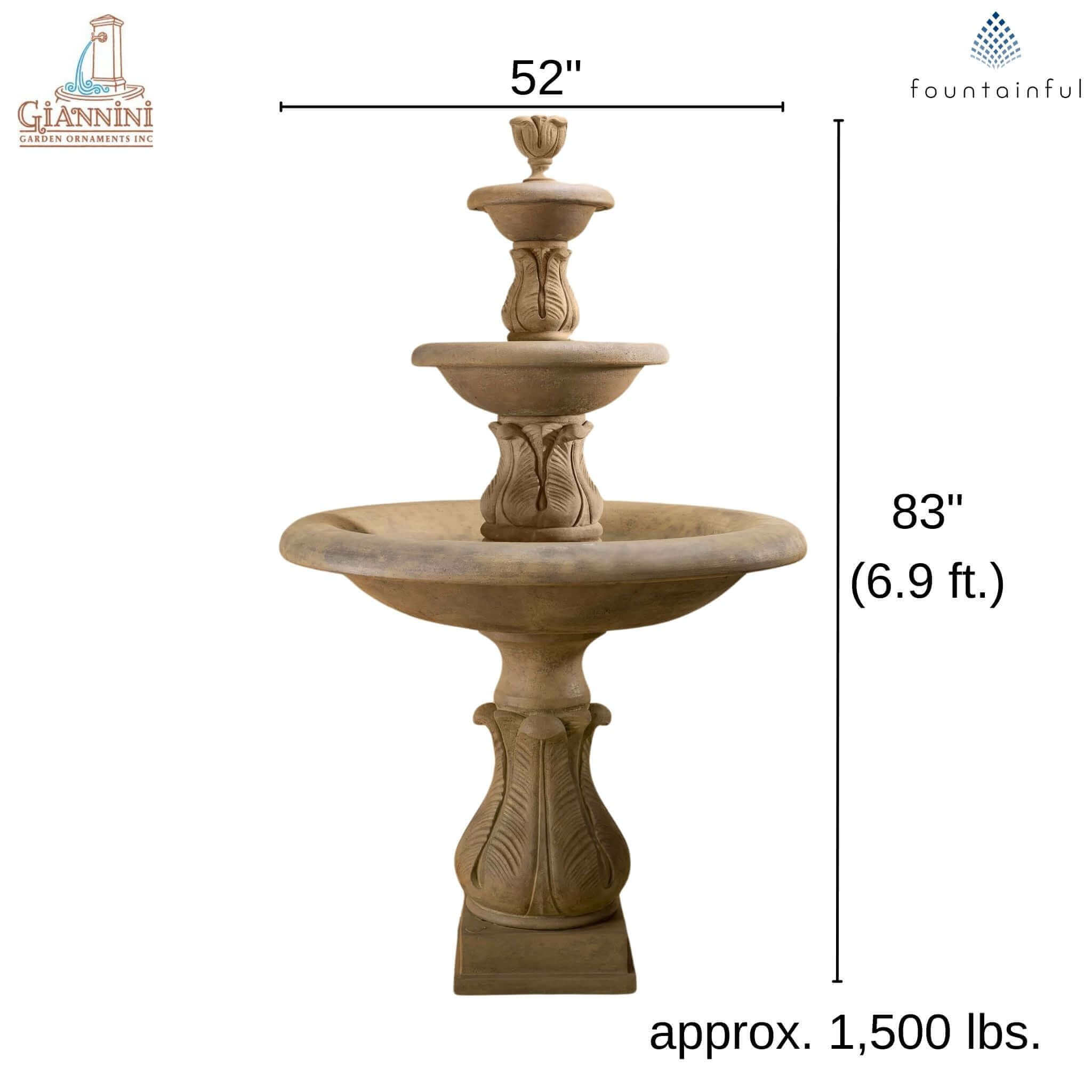 Folium 3-Tier Concrete Fountain - Giannini #1689