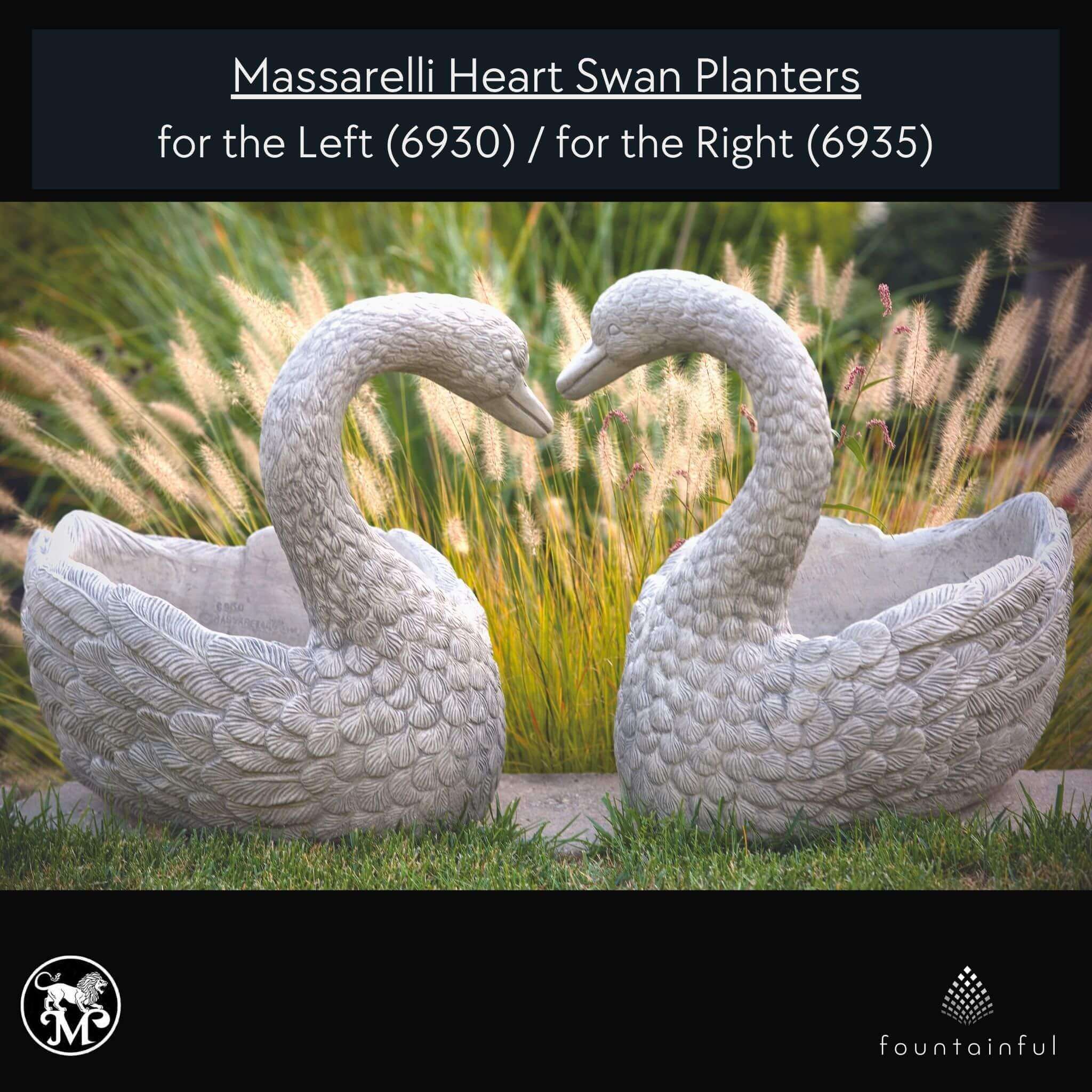 Heart Swans Concrete Planters - Massarellis