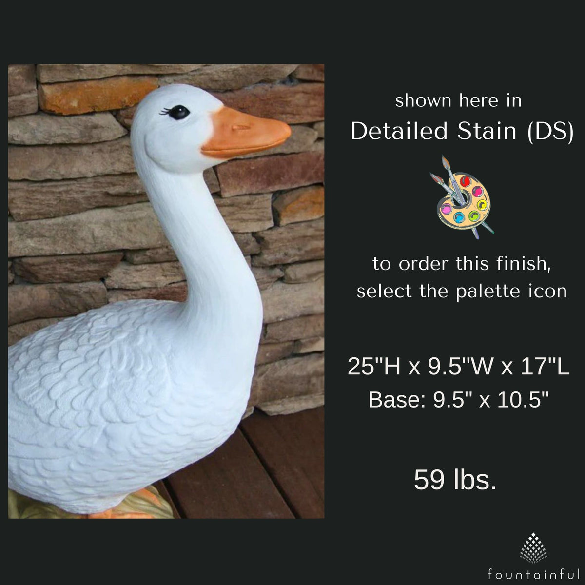 Tall Goose 25" Concrete Garden Statue - Massarellis #4560