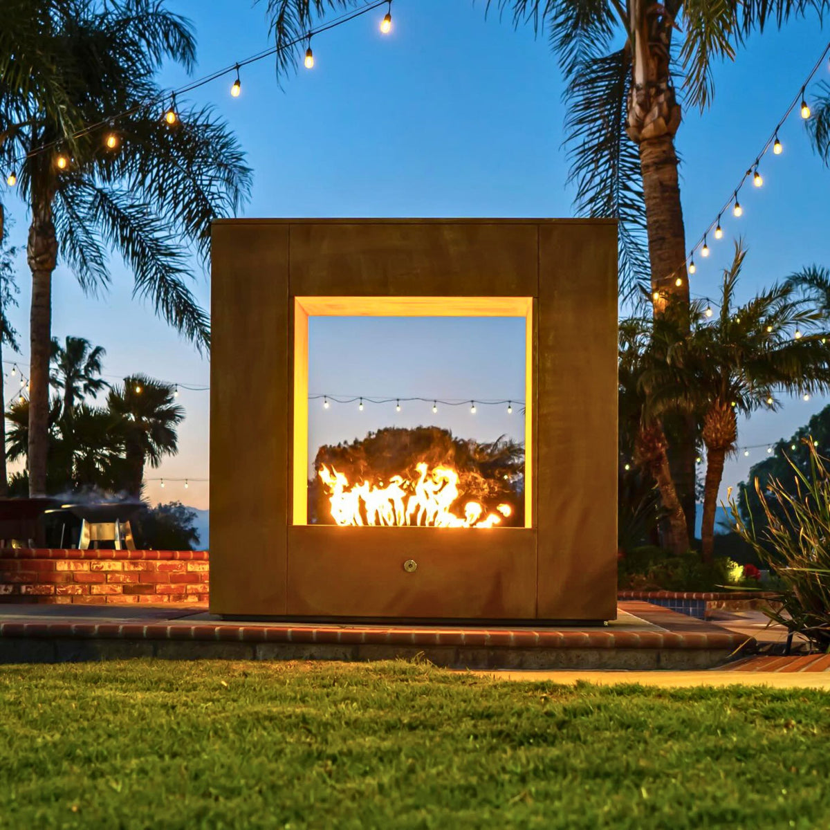 The Williams Gas Fireplace in Luxury Metals - Outdoor Plus