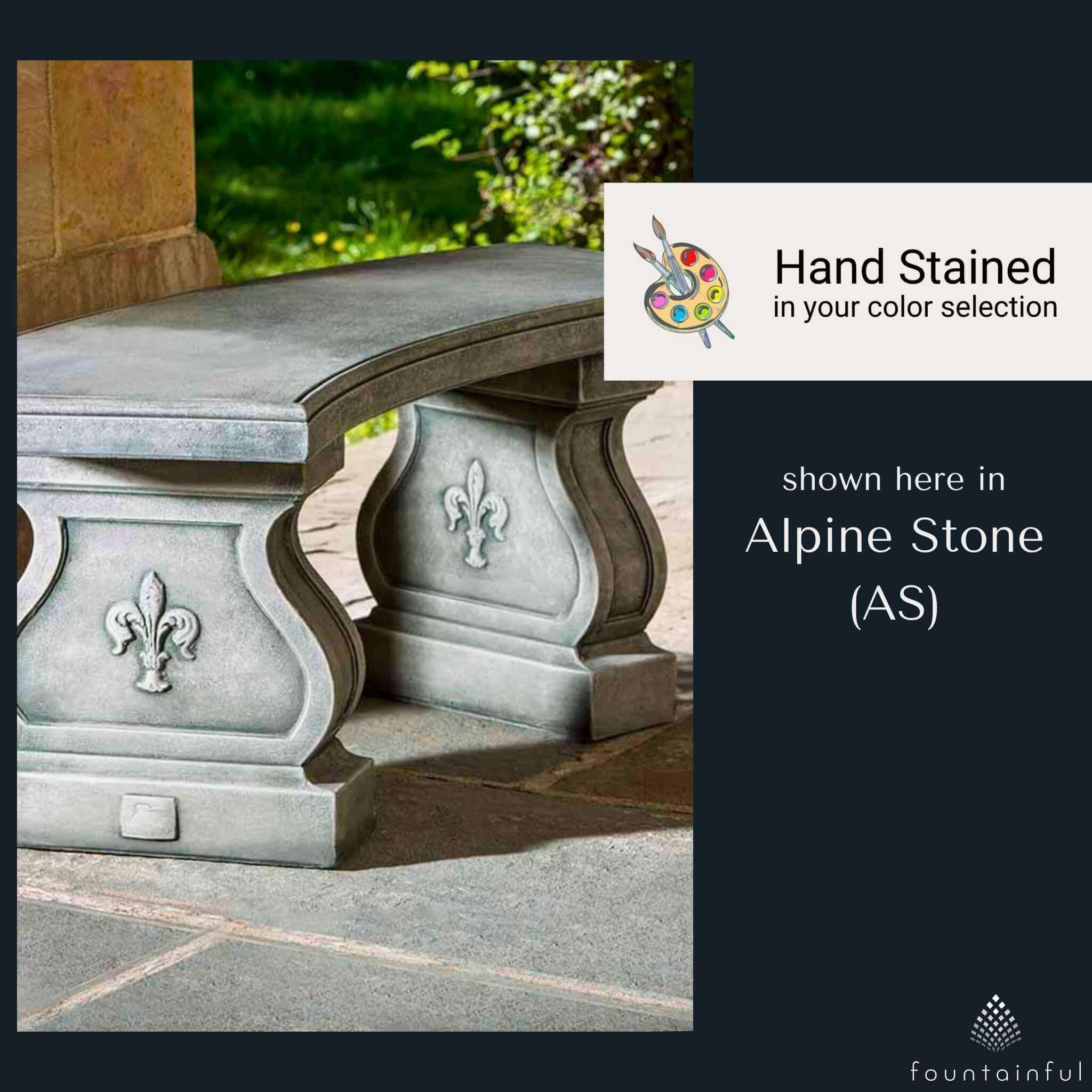 Fleur De Lys Curved Concrete Garden Bench - Campania #BE120