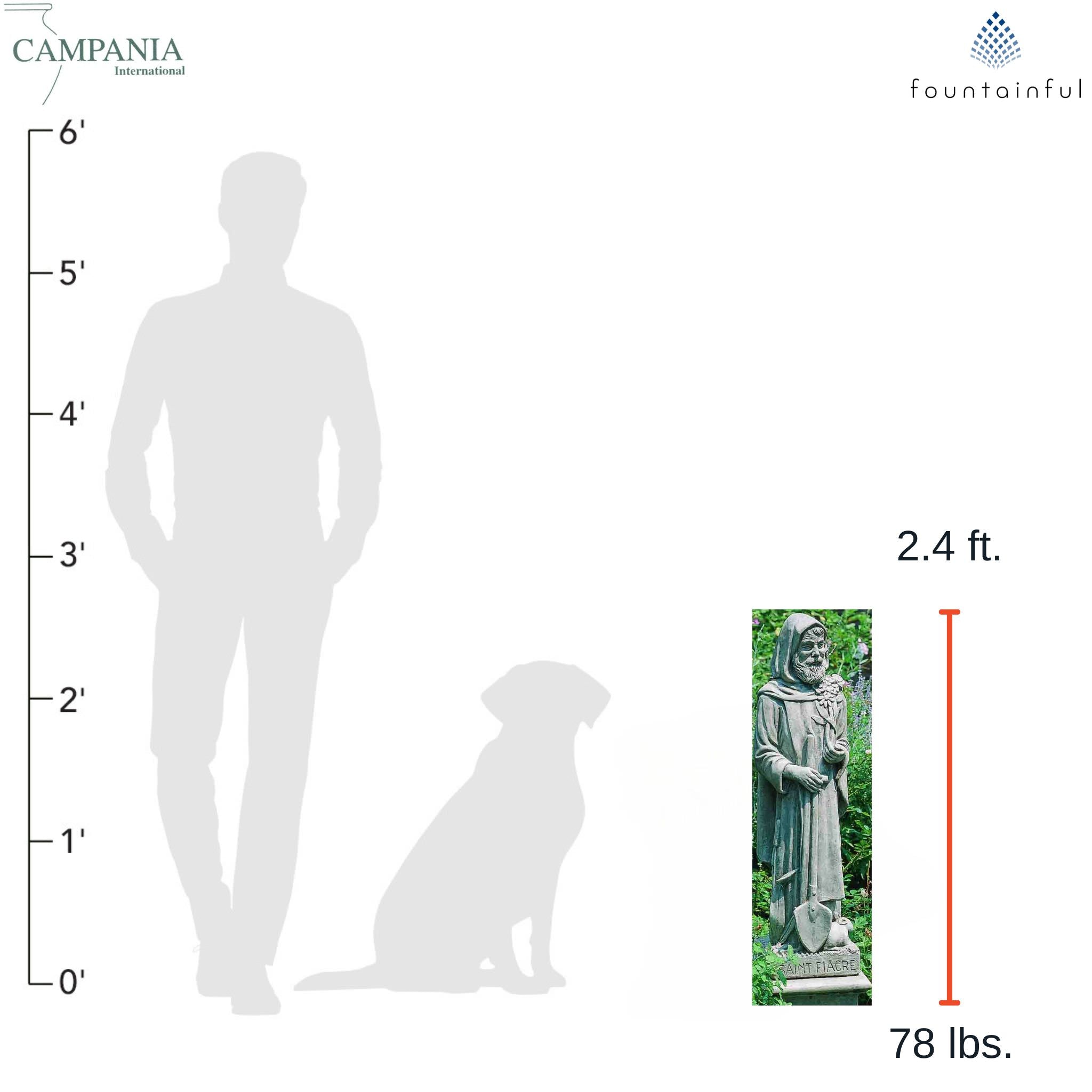 St. Fiacre Concrete Garden Statue - Campania #R031