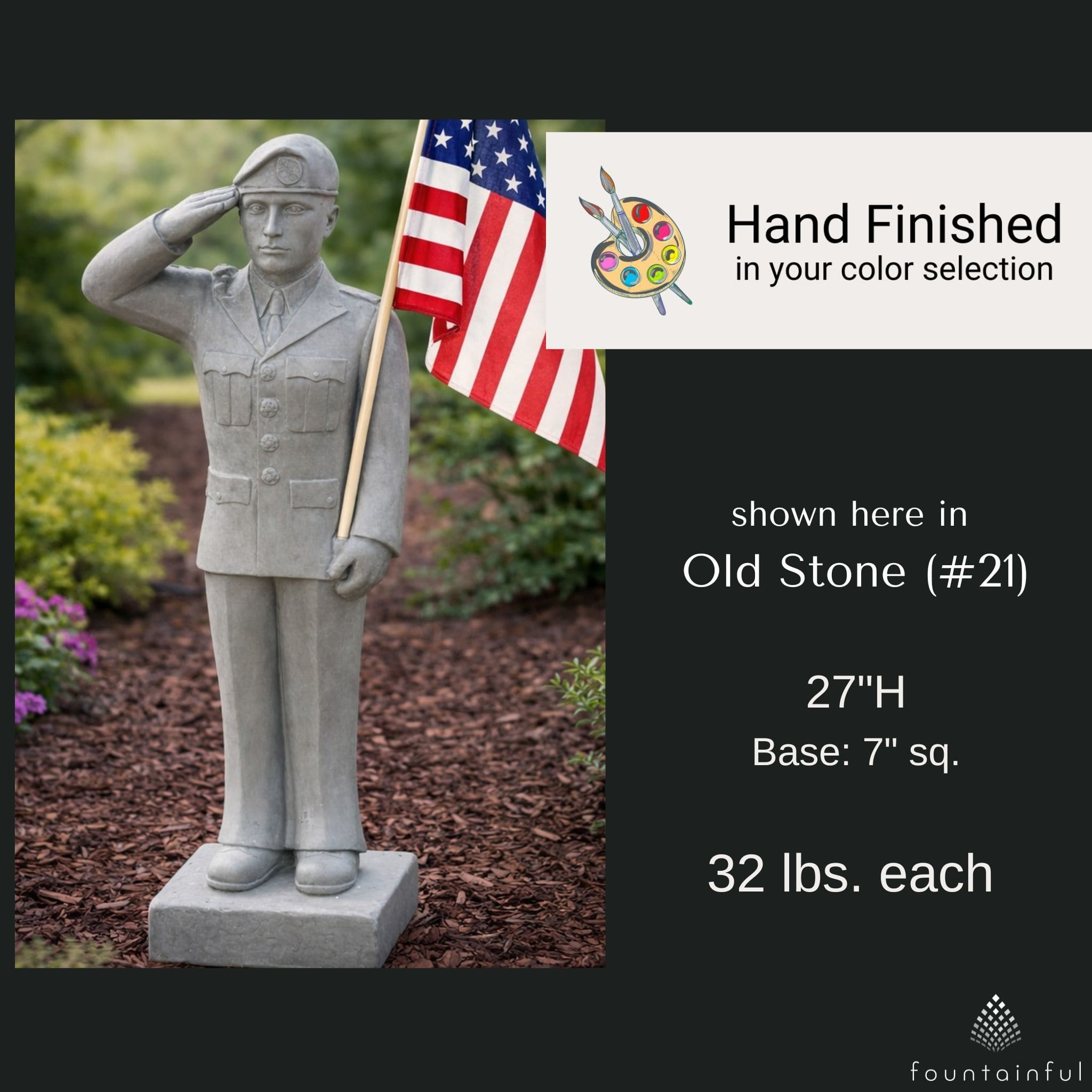 U.S. Military Short Armed Forces Concrete Statues - Massarellis