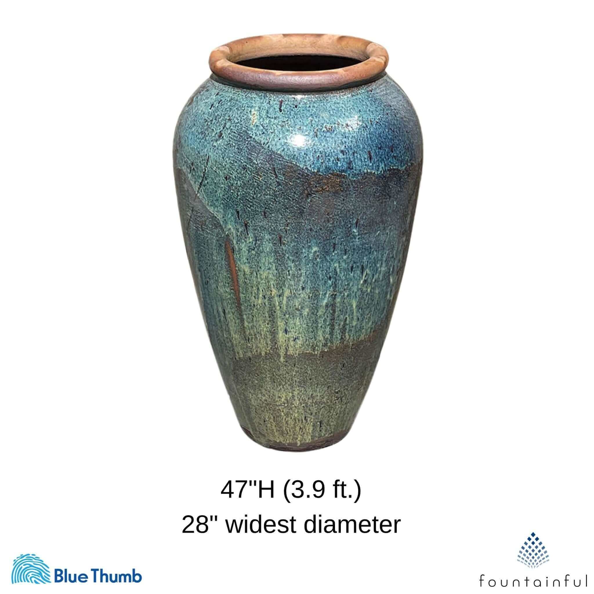 47" Tuscany Vase "Blue/Green" Water Fountain - Complete Kit - Blue Thumb