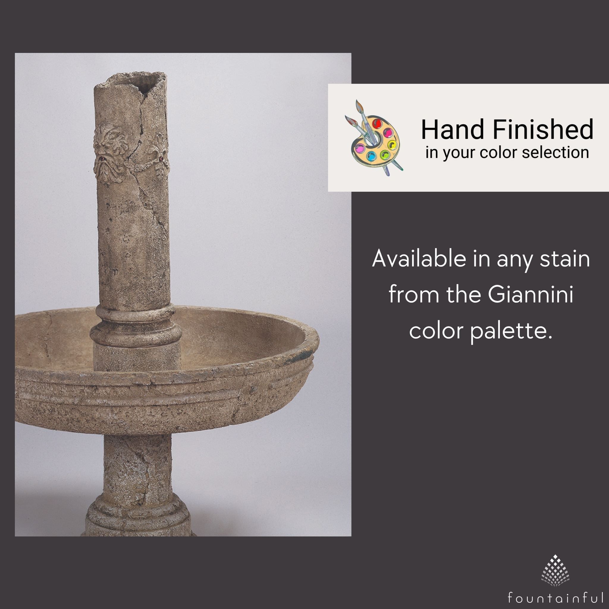 Green Man Ruin Concrete Fountain - Giannini #1023