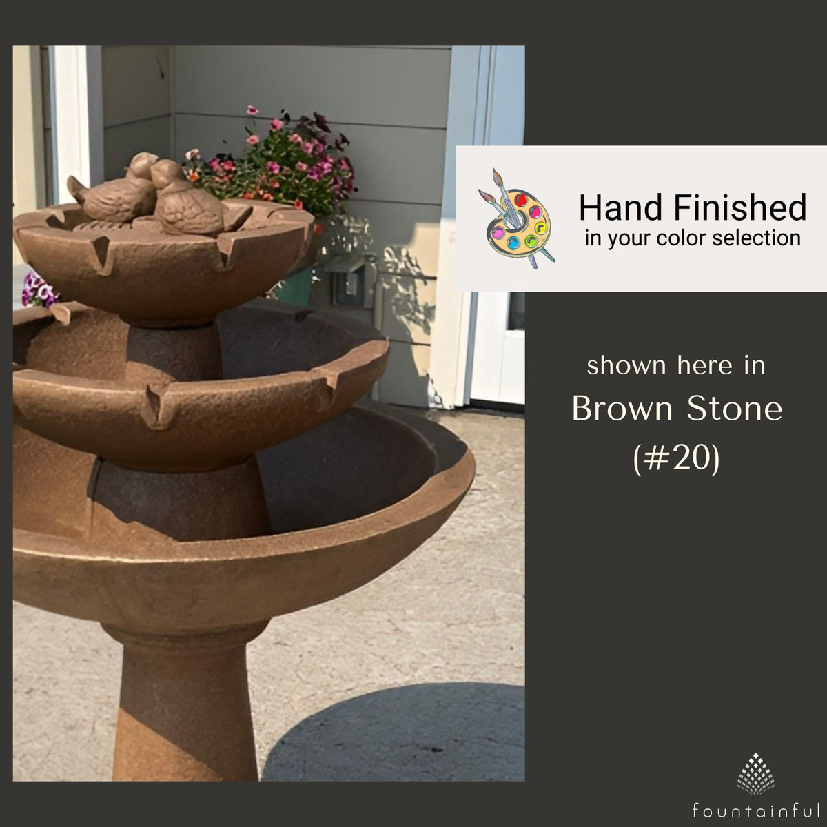 Tranquility Birds 3-Tier Concrete Fountain - Massarellis #3700