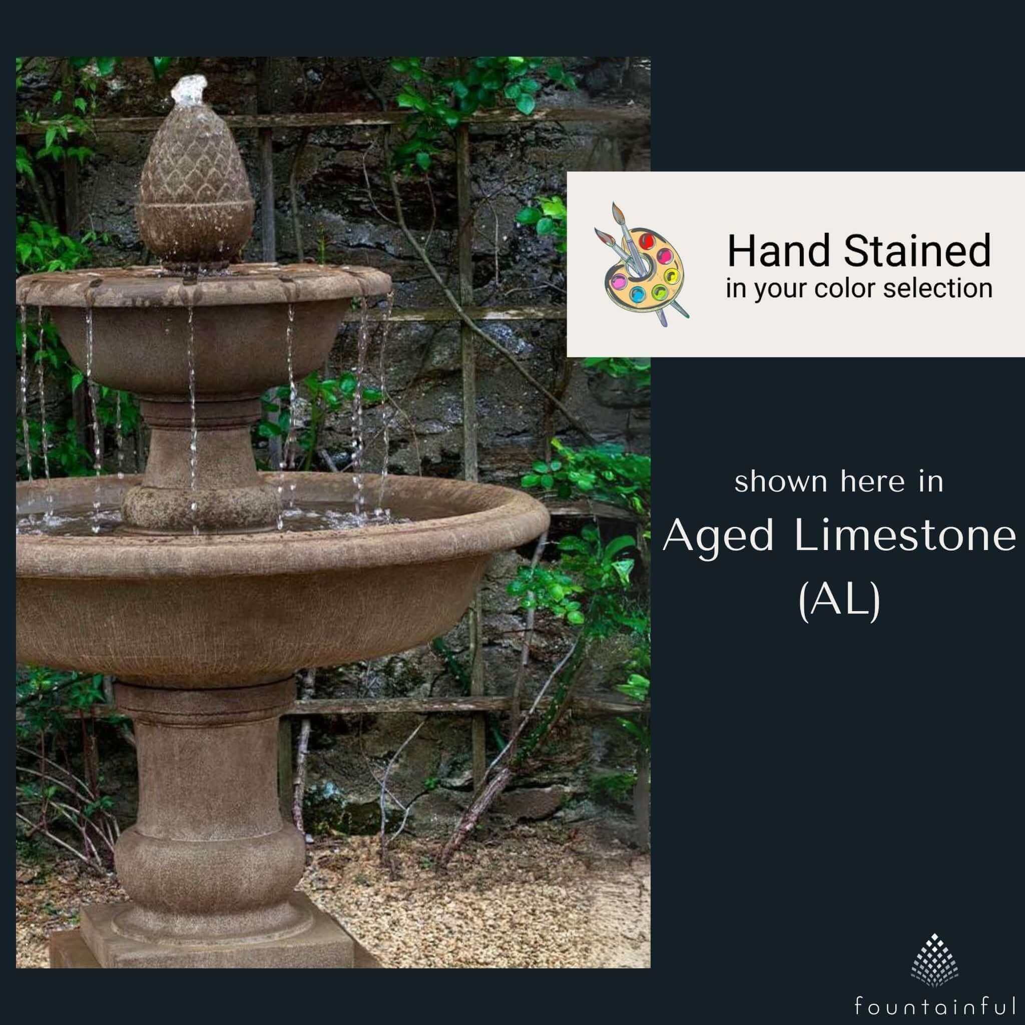 Wiltshire 2-Tier Concrete Fountain with Pinecone Finial - Campania #FT305