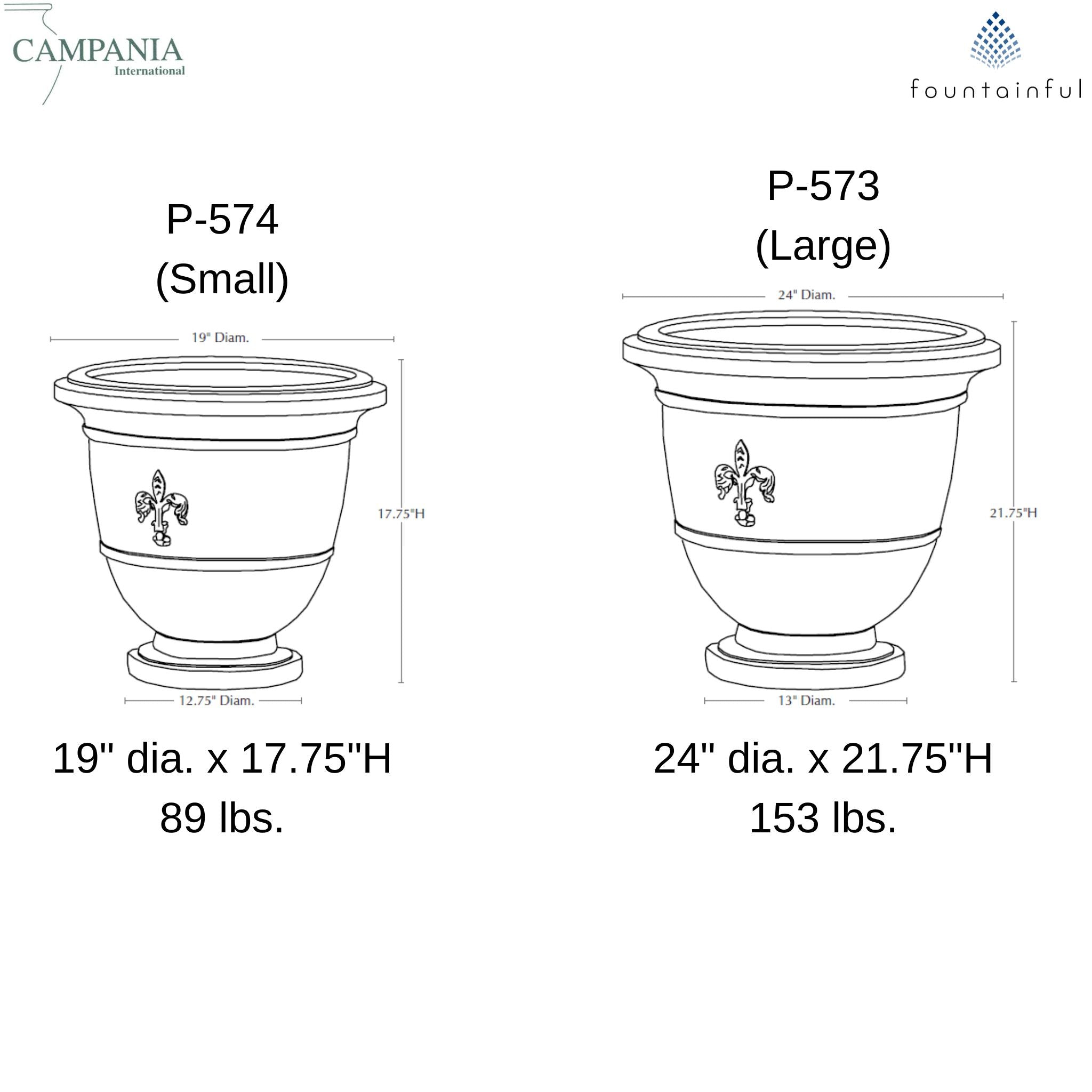 Fleur de Lis Concrete Urn Planters - Campania