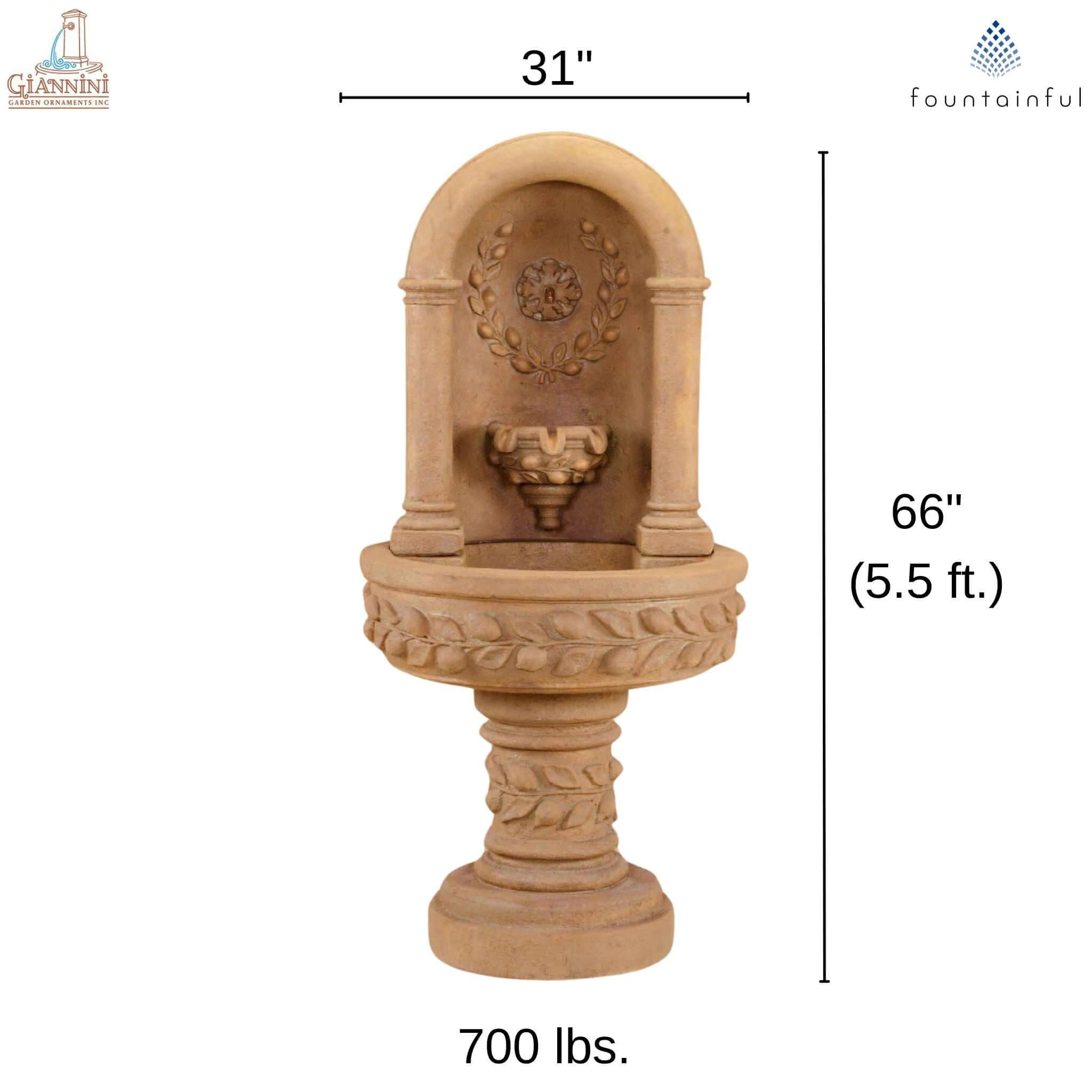 Deruta Lemon Niche Concrete Wall Fountain - Giannini #1206