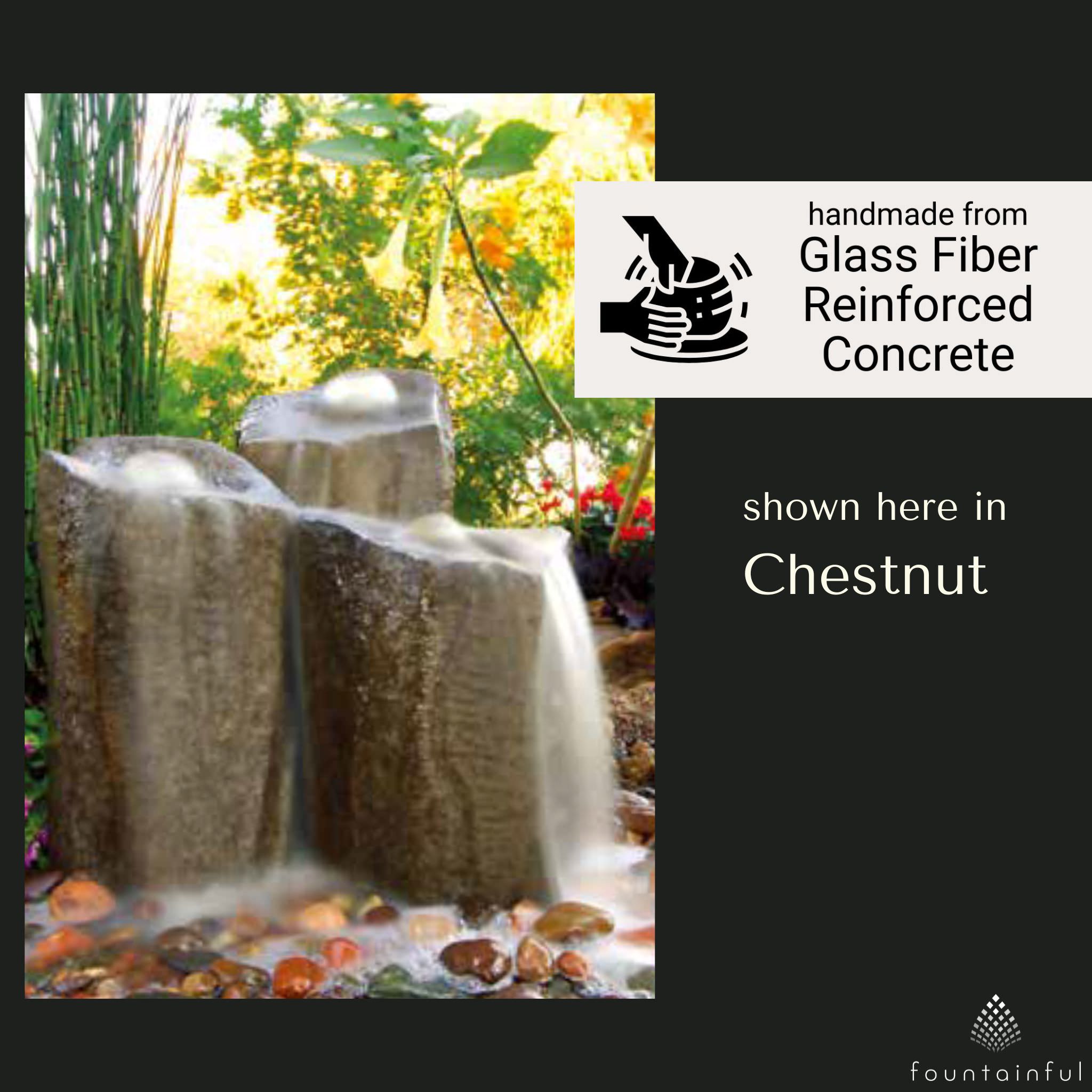 Triple Column GFRC Boulder Fountain - Complete Kit - Blue Thumb