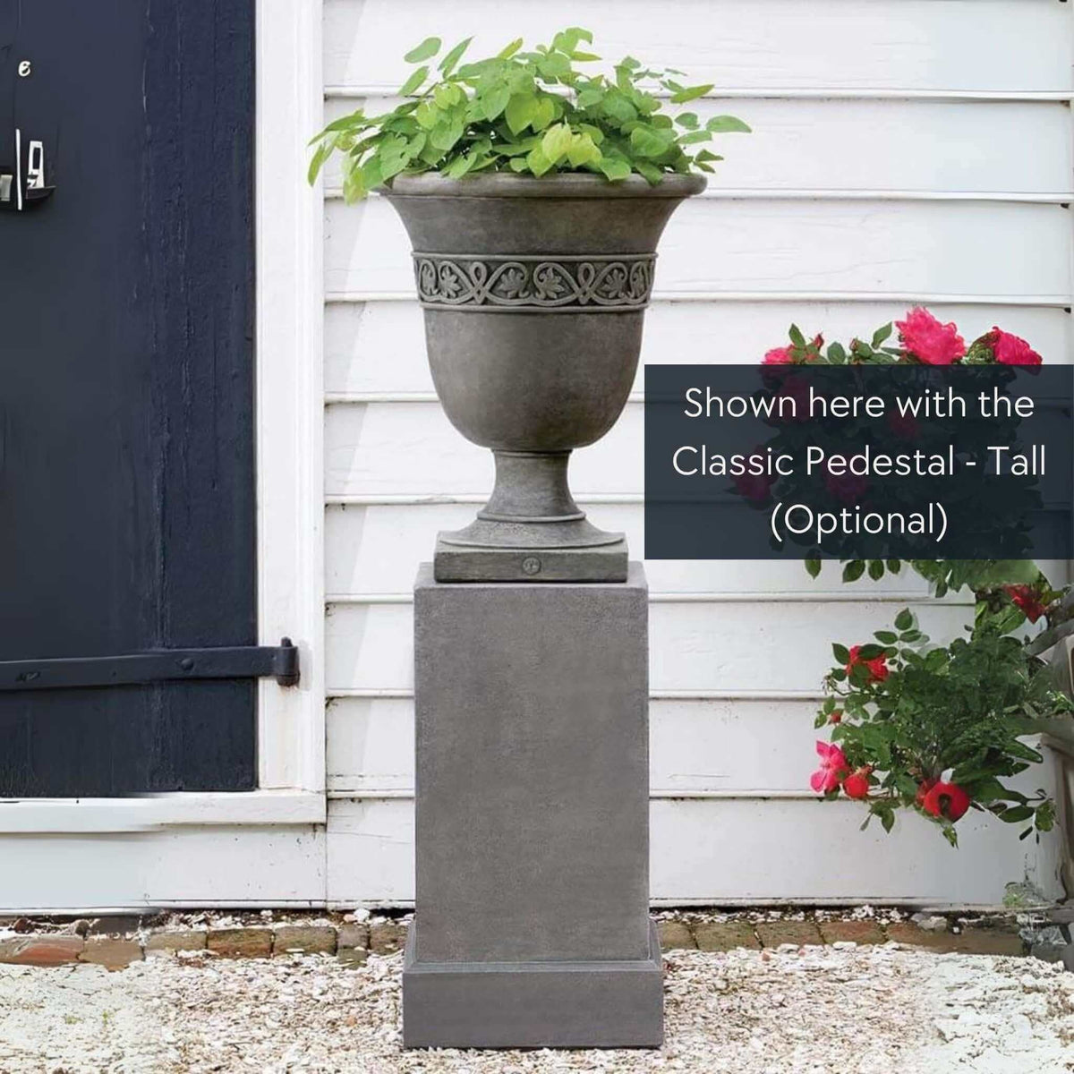 Williamsburg Strapwork Leaf Concrete Urn Planter - Campania #P457