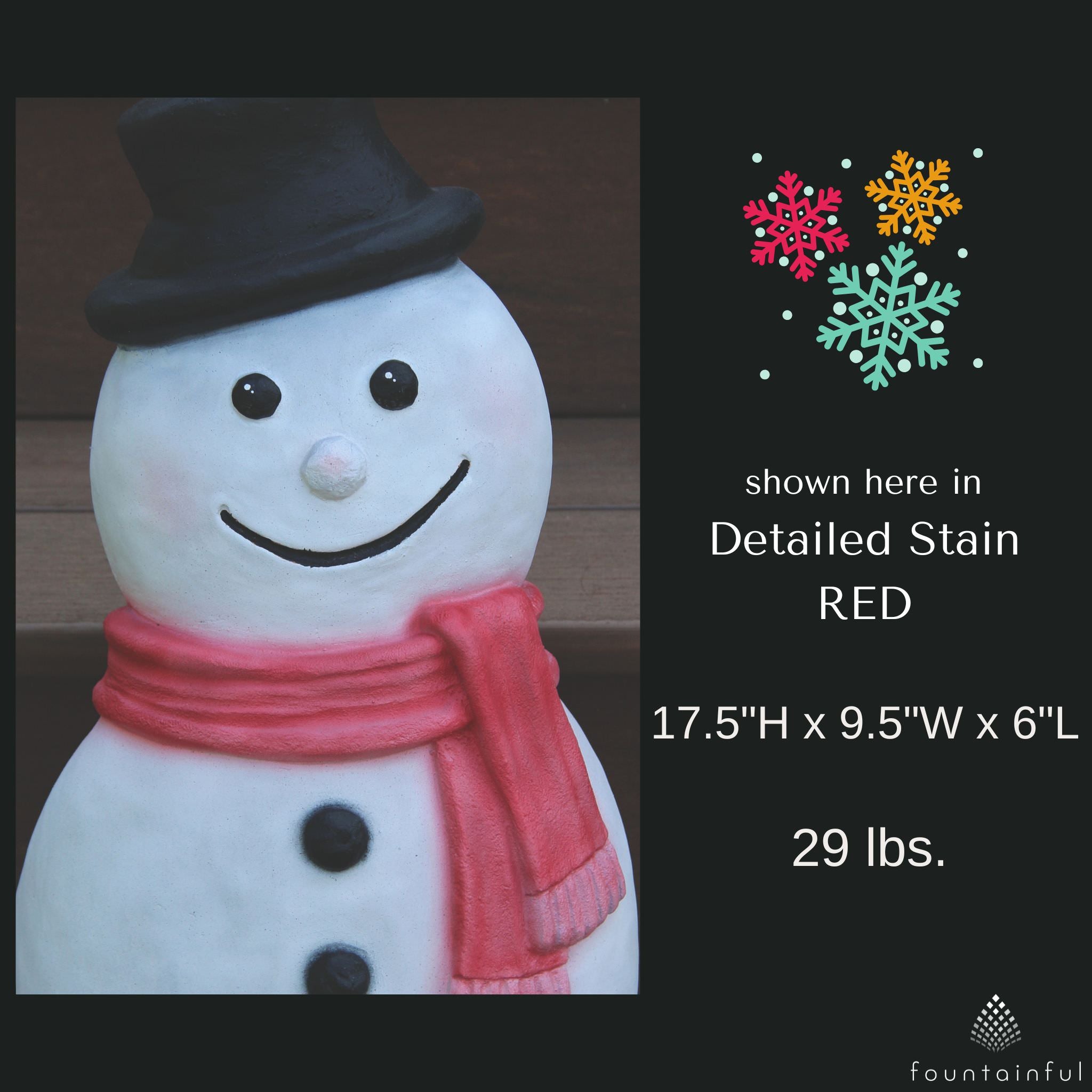 Contemporary Snowman Concrete Garden Statue - Massarellis #4234