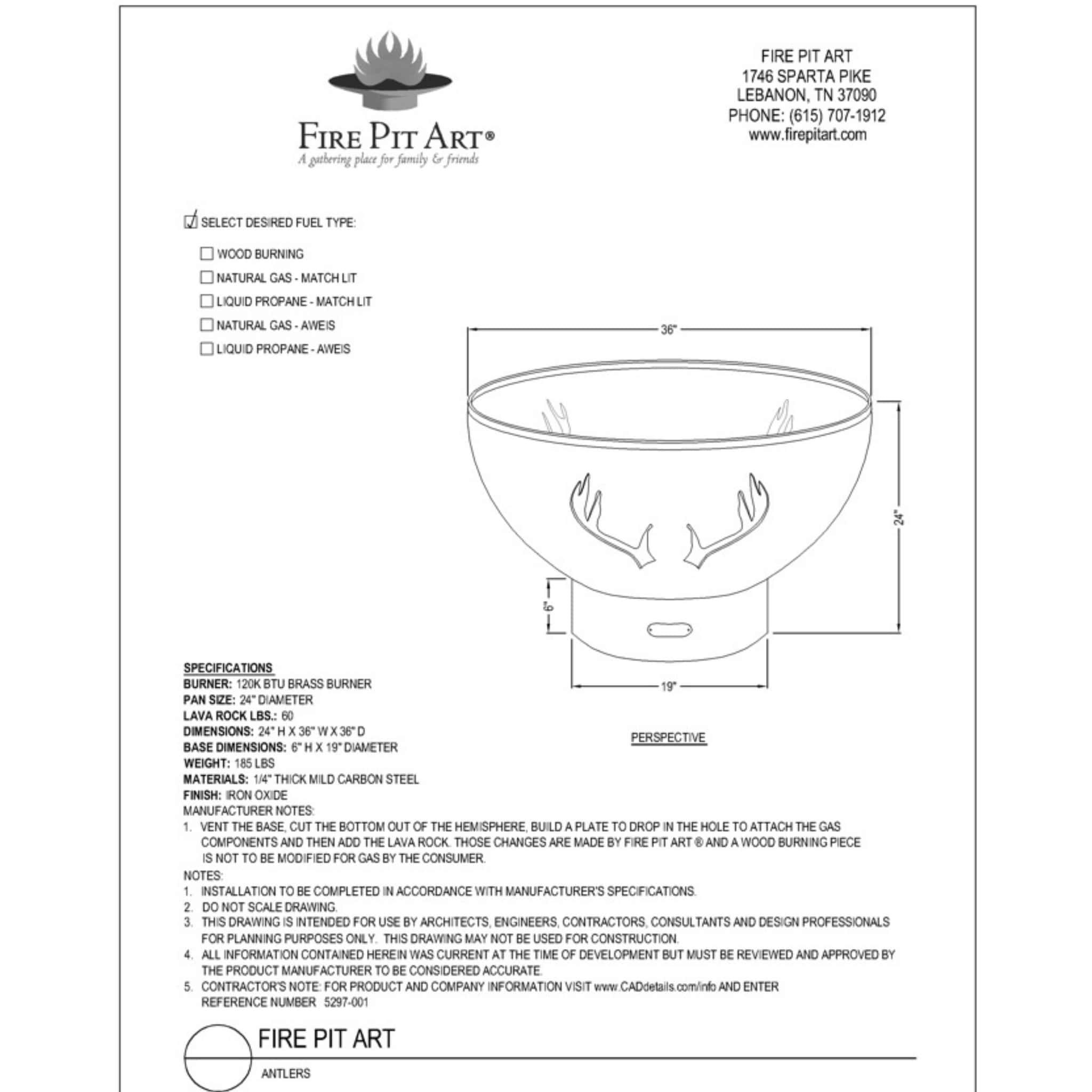 Antlers Wood Burning Fire Pit in Steel - Fire Pit Art