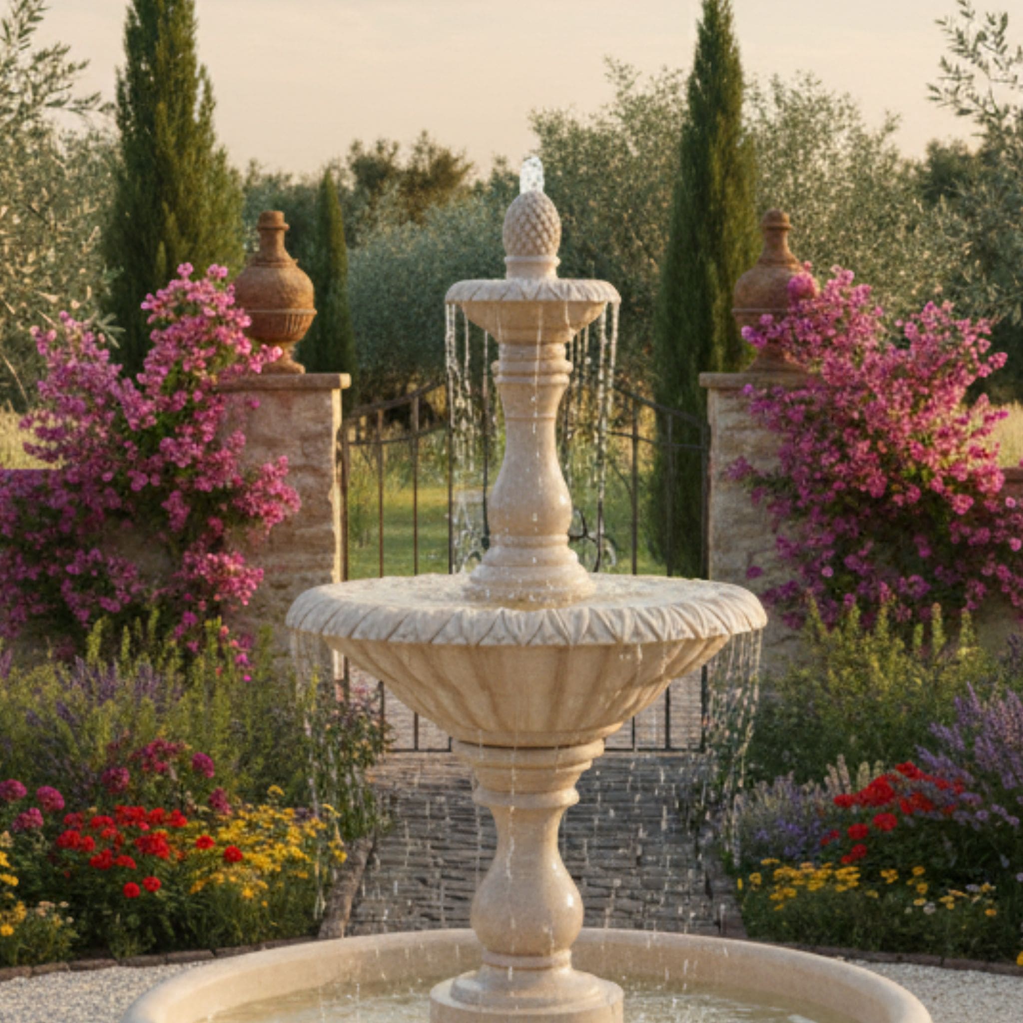 Four Seasons 2-Tier Fountain w/46"Basin - Fiore #2088F46