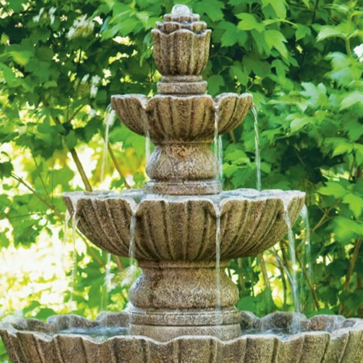 Mirabella Scallop 3-Tier Concrete Fountain - Massarellis #3631