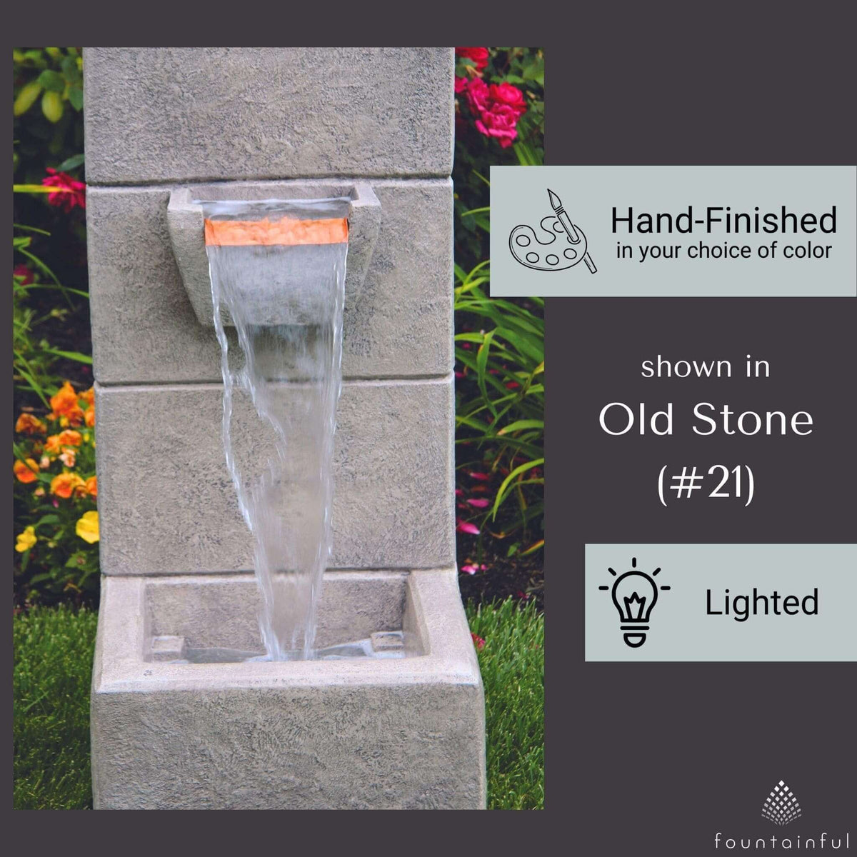 Anaconda Concrete Block Fountain w/ Lights - Massarellis #3529
