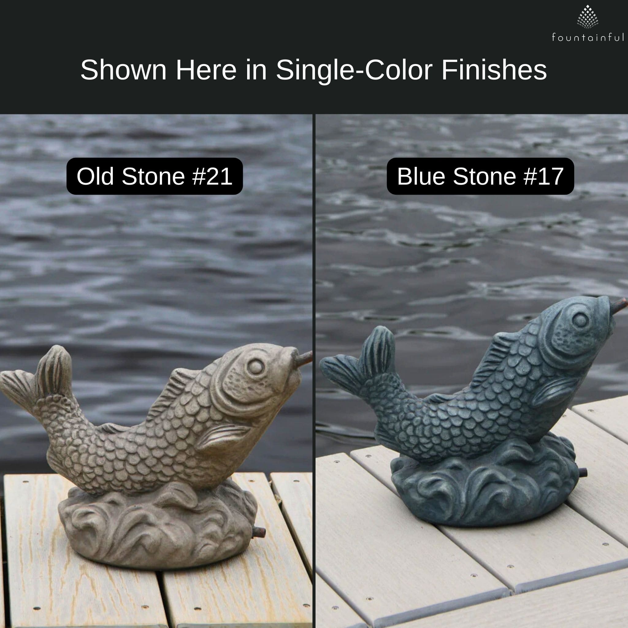 Curling Carp Small Plumbed Concrete Statue - Massarellis #7576