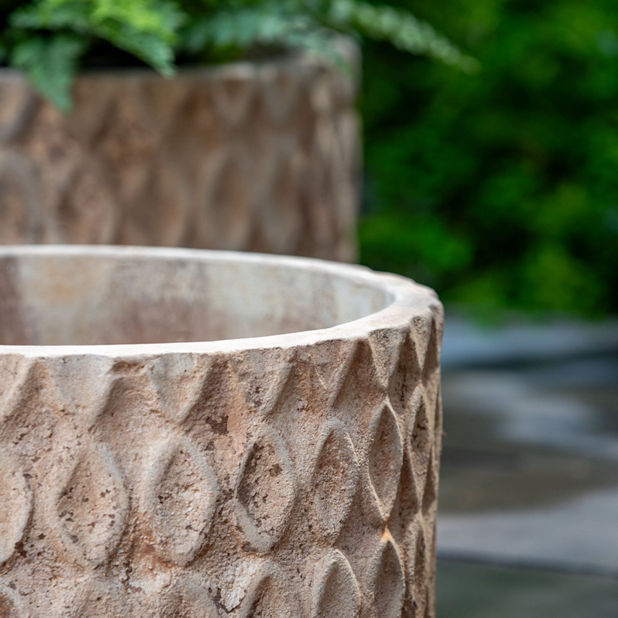 Oriel Low Set of 3 Antico Terra Cotta Planters - Campania #6514