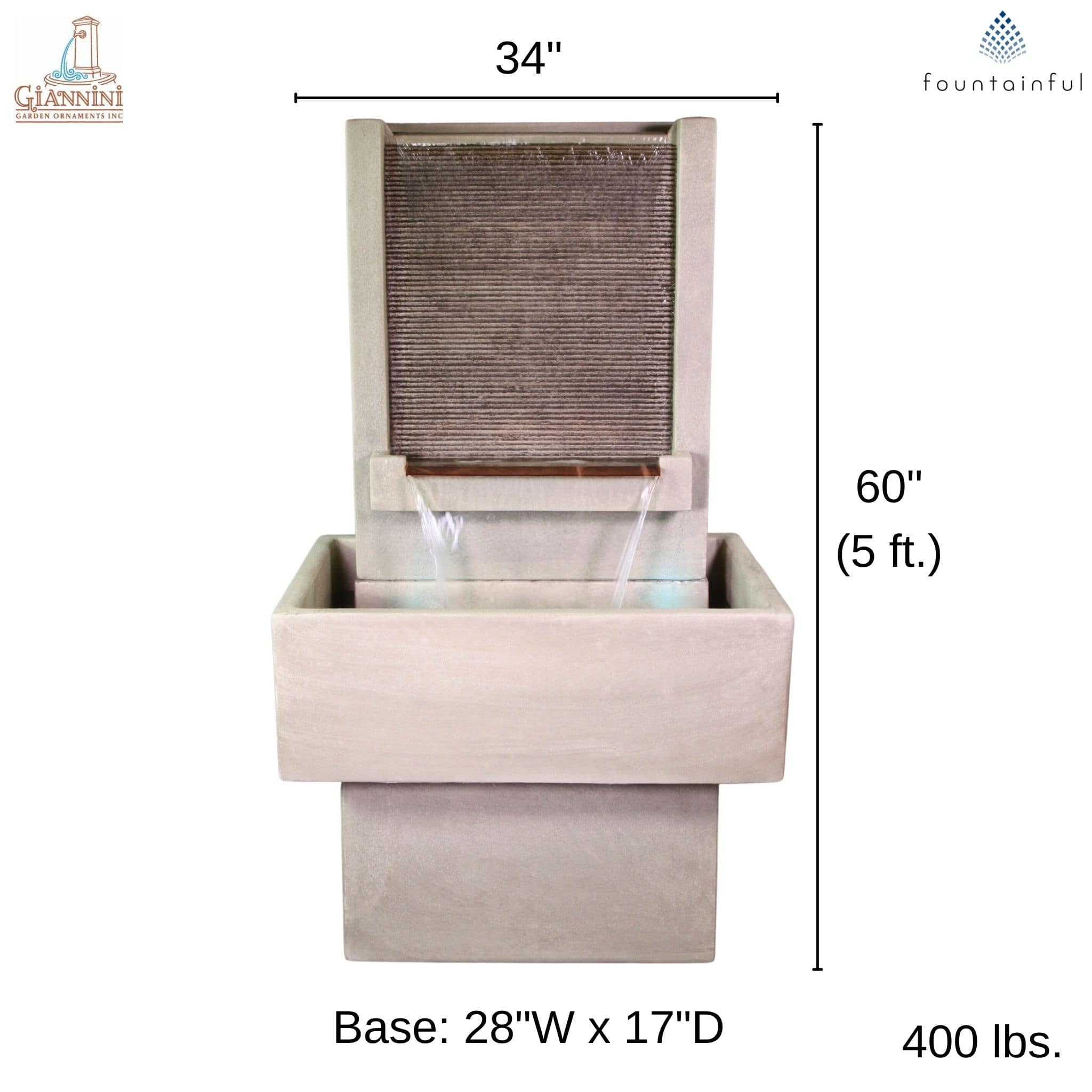Brentwood Concrete Wall Fountain SHORT with Base - Giannini #1765