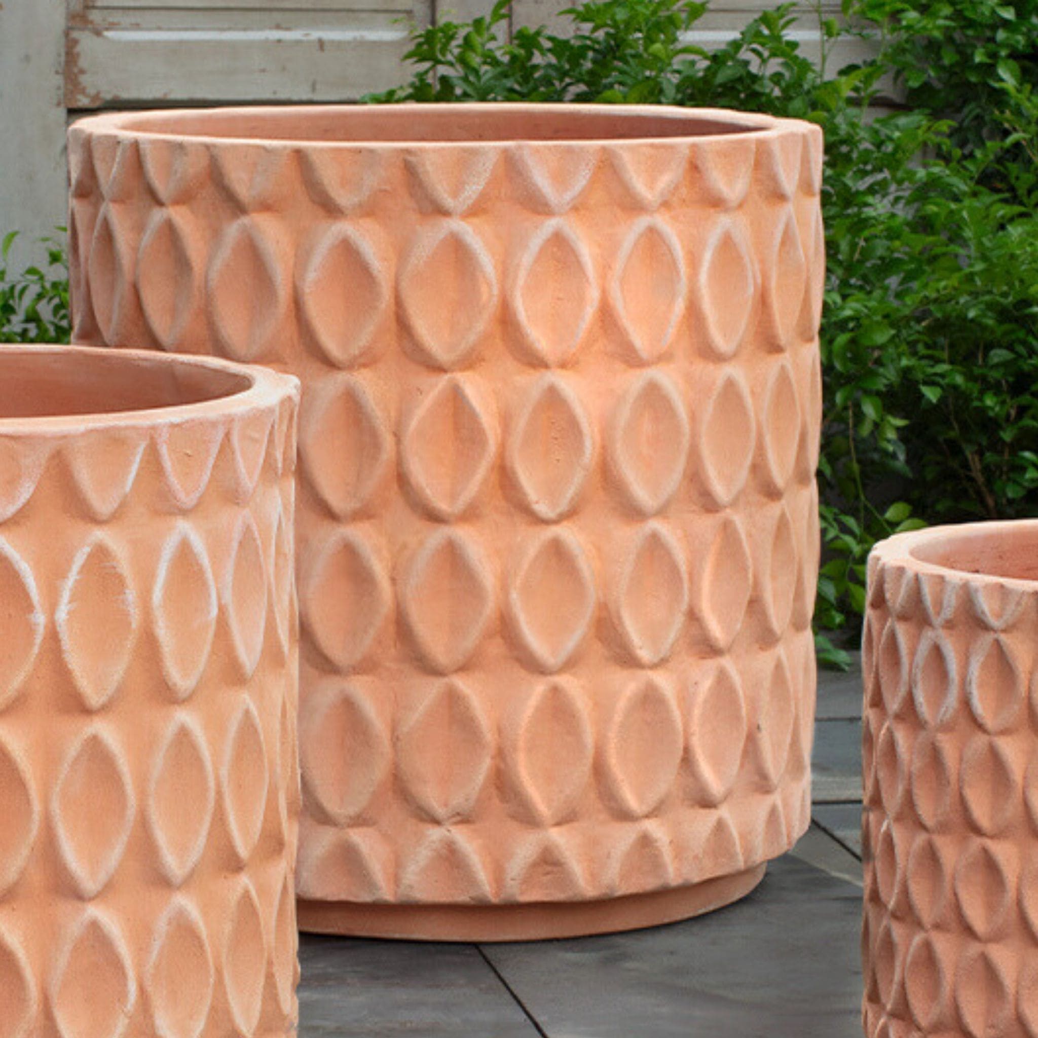 Oriel Tall Set of 3 Terra Cotta Planters - Campania #6513