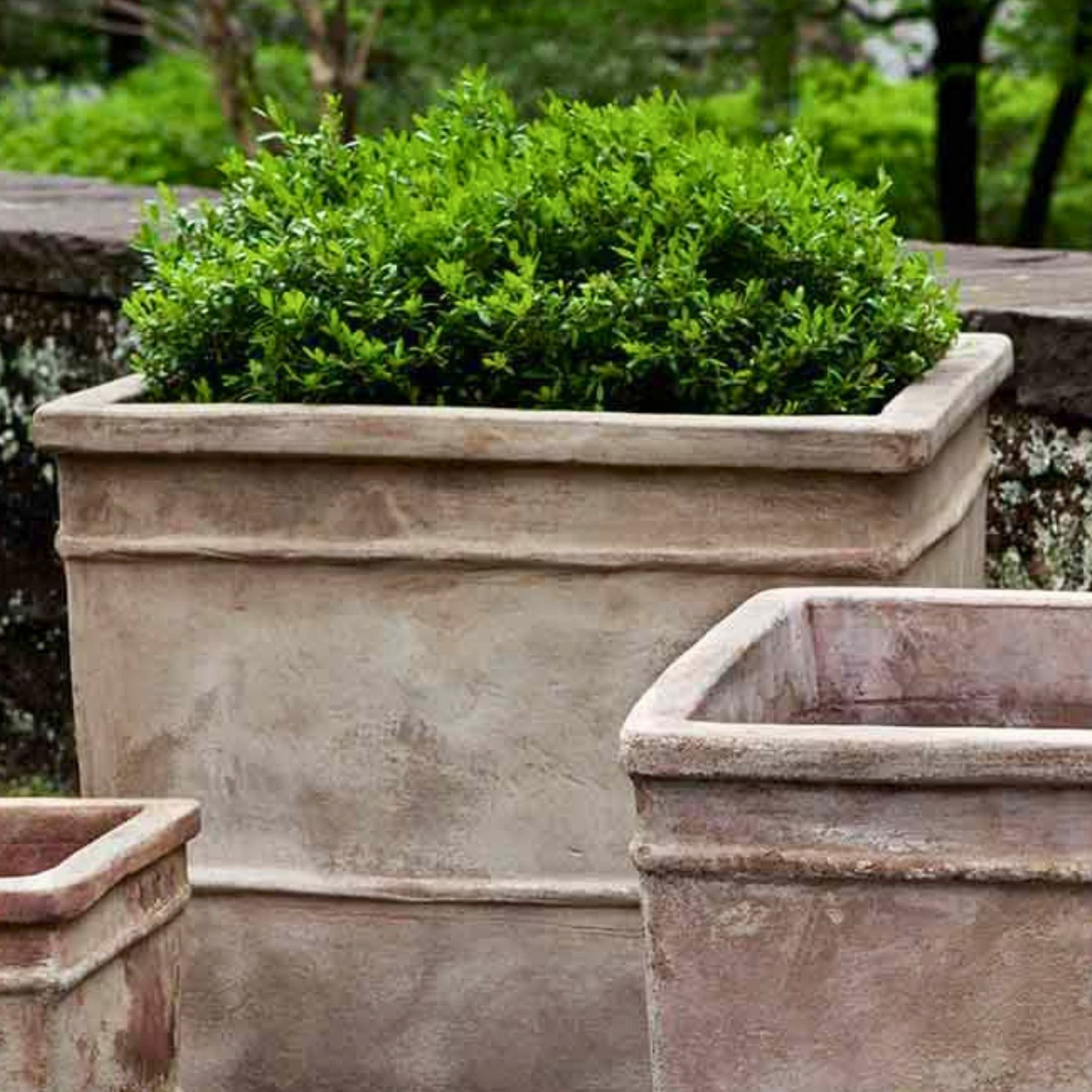 Antico Square Set of 3 Terra Cotta Planters - Campania #6039