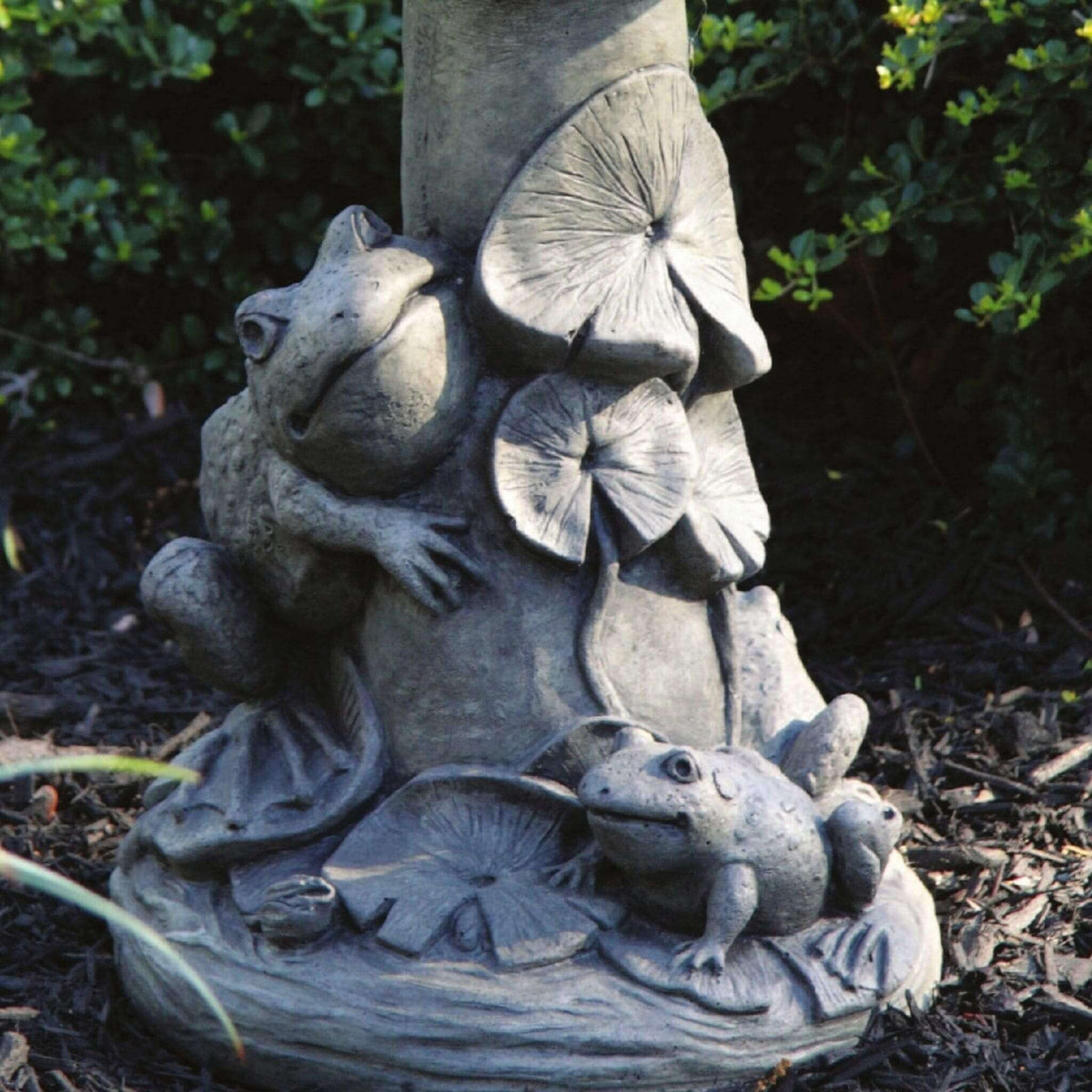 Frogs and Lilies Concrete Bird Bath - Massarellis #9750