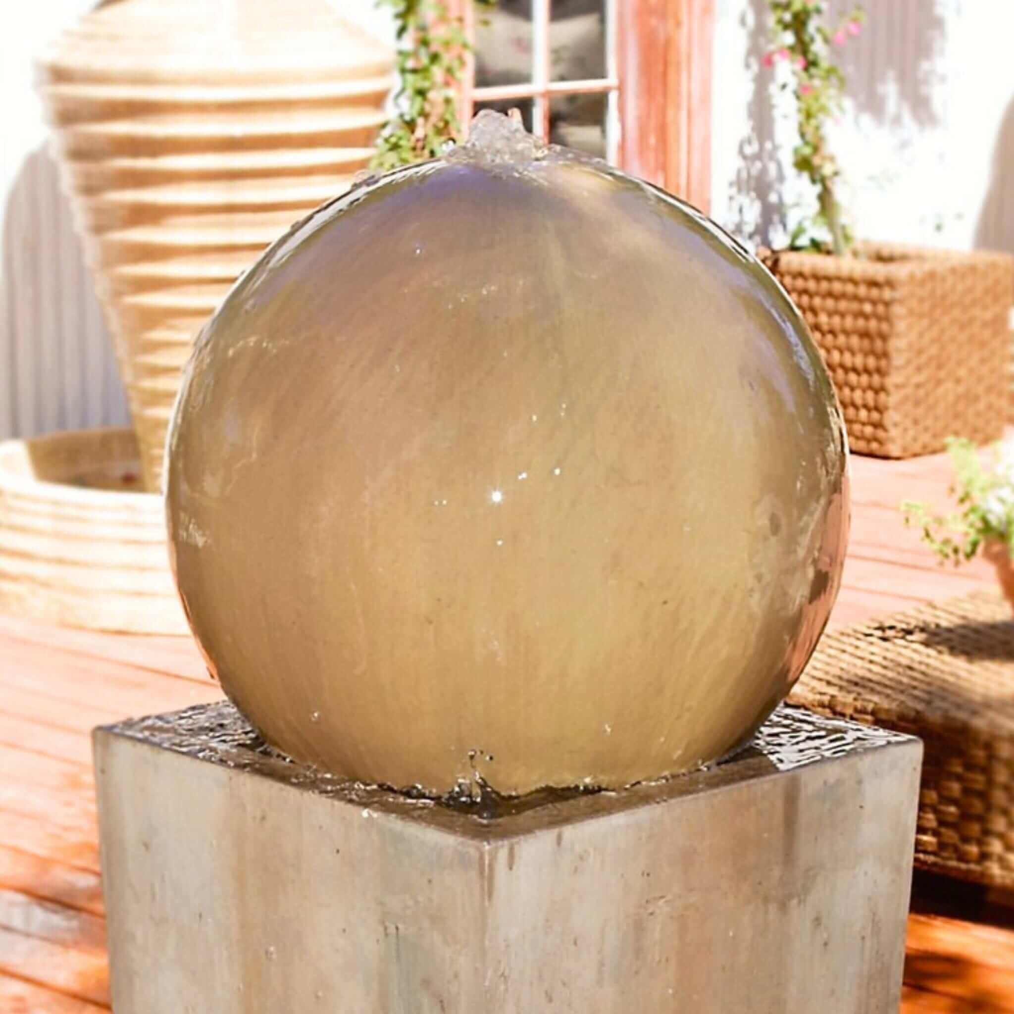 Obtuse Pedestal and Ball Concrete Fountain - GIST Fountains