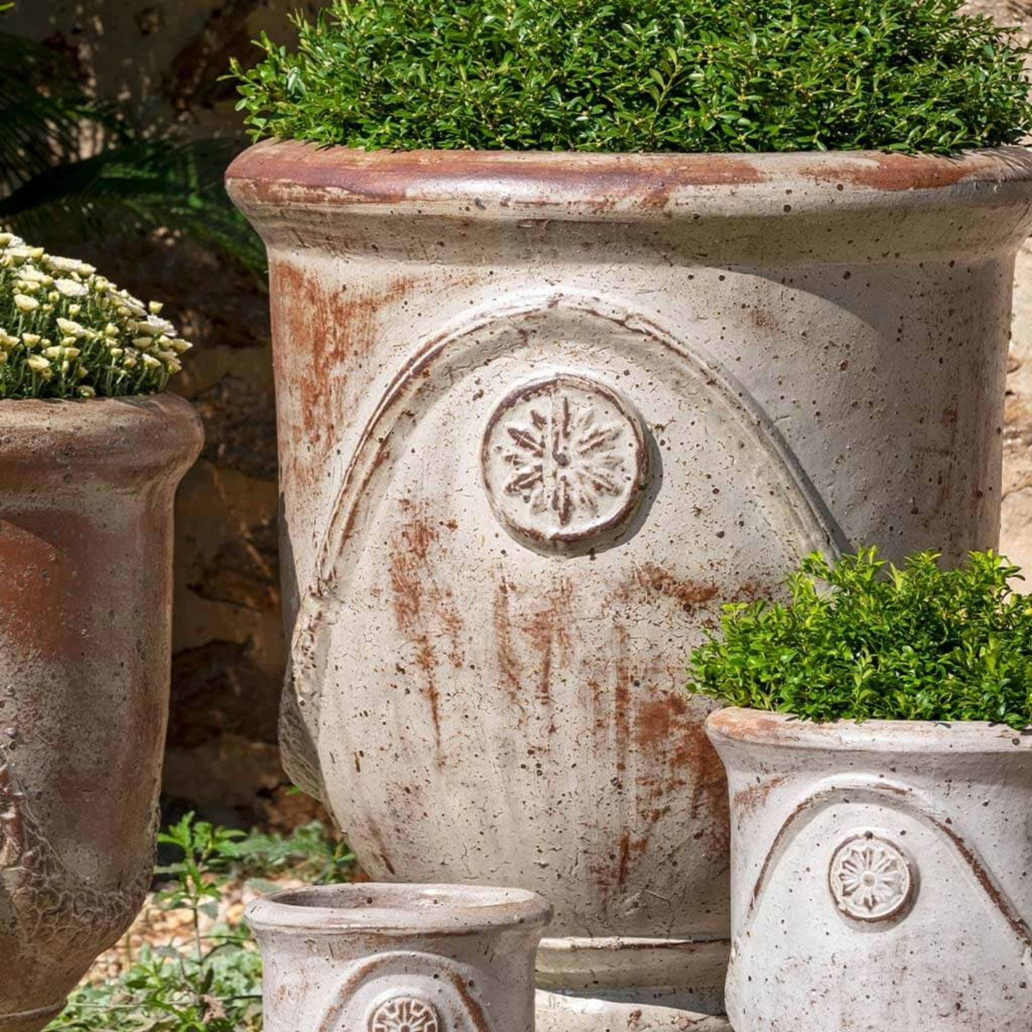 Avignon Set of 4 Glazed Terra Cotta Planters - Campania #6106