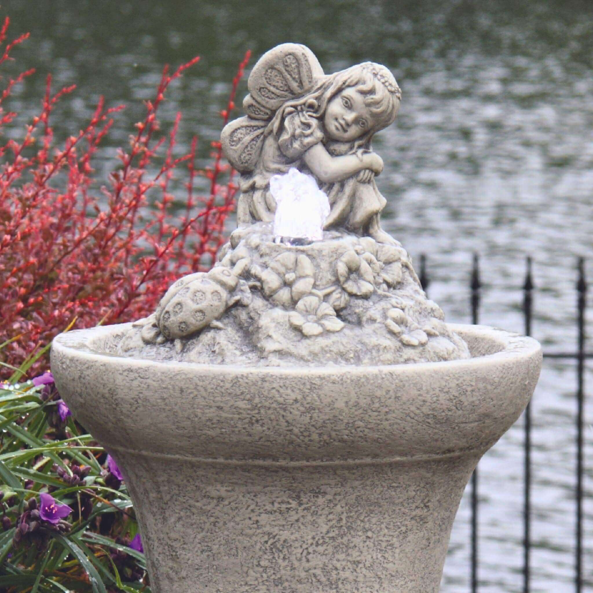 Fairy Concrete Fountainette w/Lights - Massarellis #3904