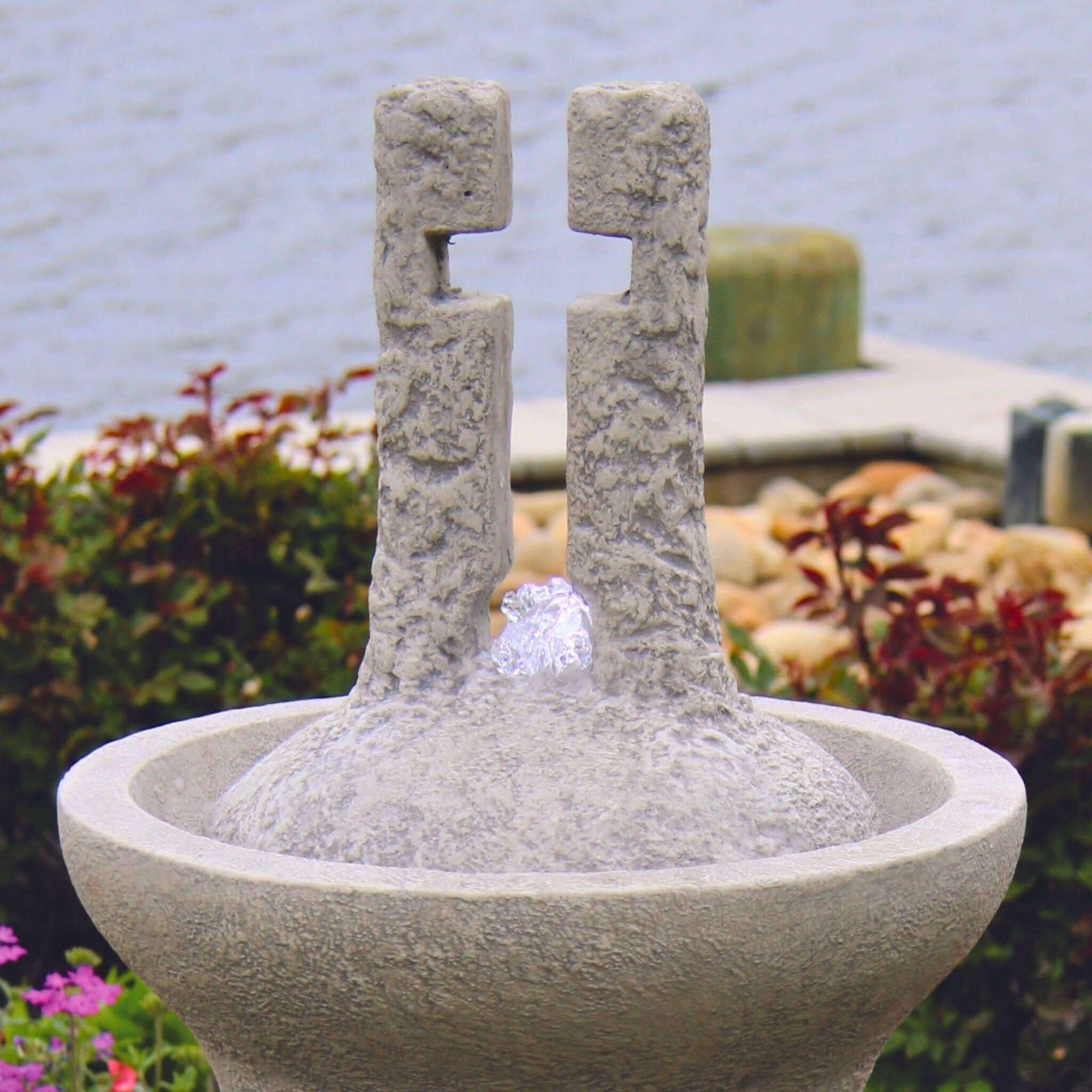 Open Cross Concrete Fountainette w/Lights - Massarellis #3938