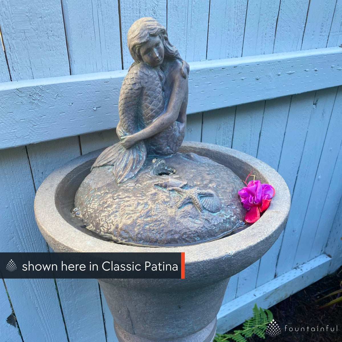 Mermaid Concrete Fountainette w/Lights - Massarellis #3942