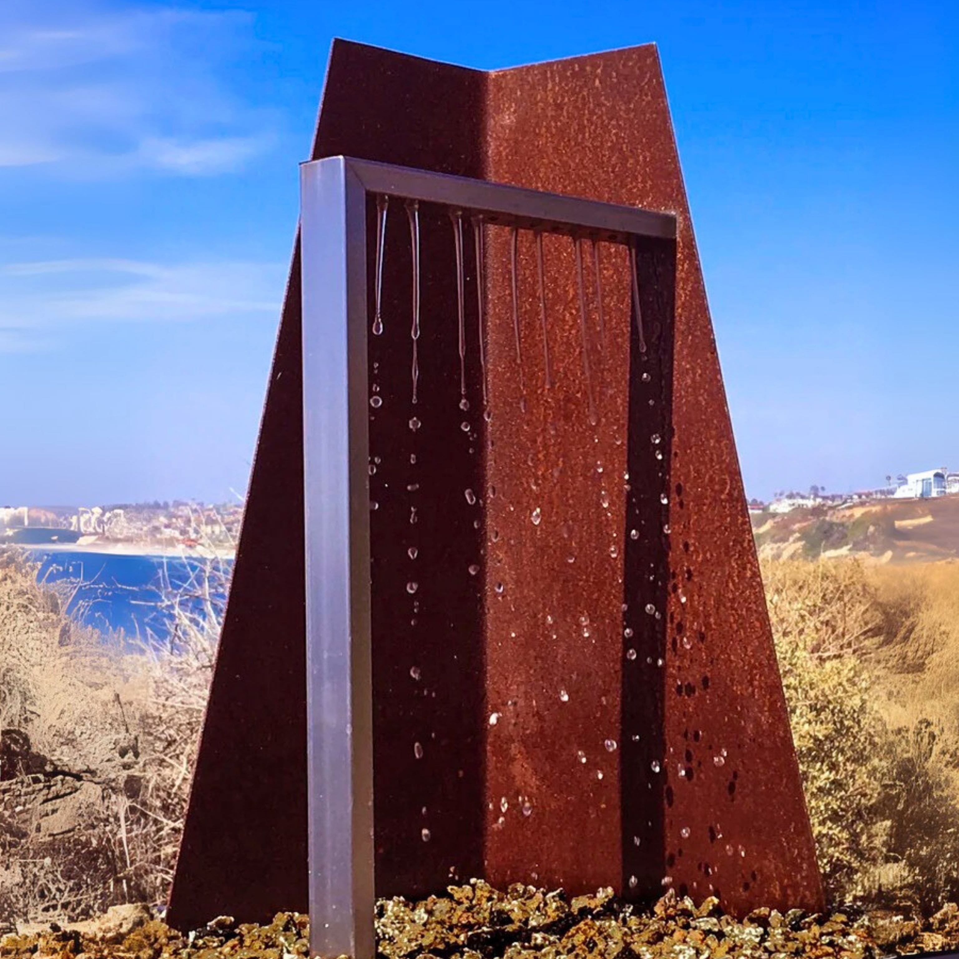 Trapezoid-D Modern Steel Rain Curtain Fountain