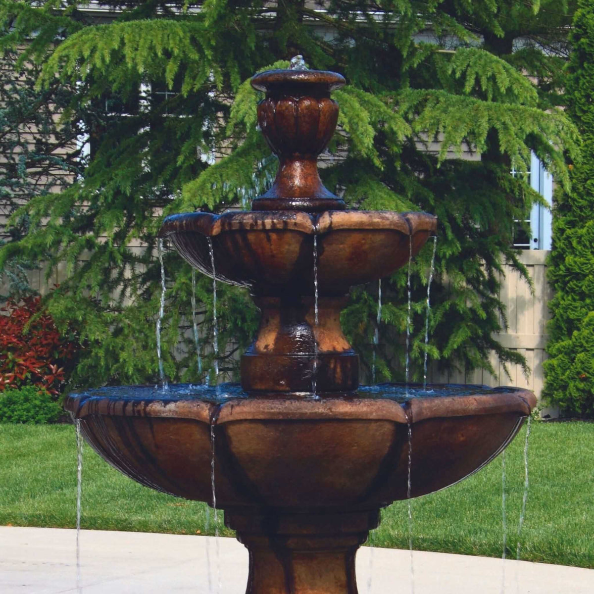 Charlotte 2-Tier Concrete Fountain w/Pool - Massarellis #3758