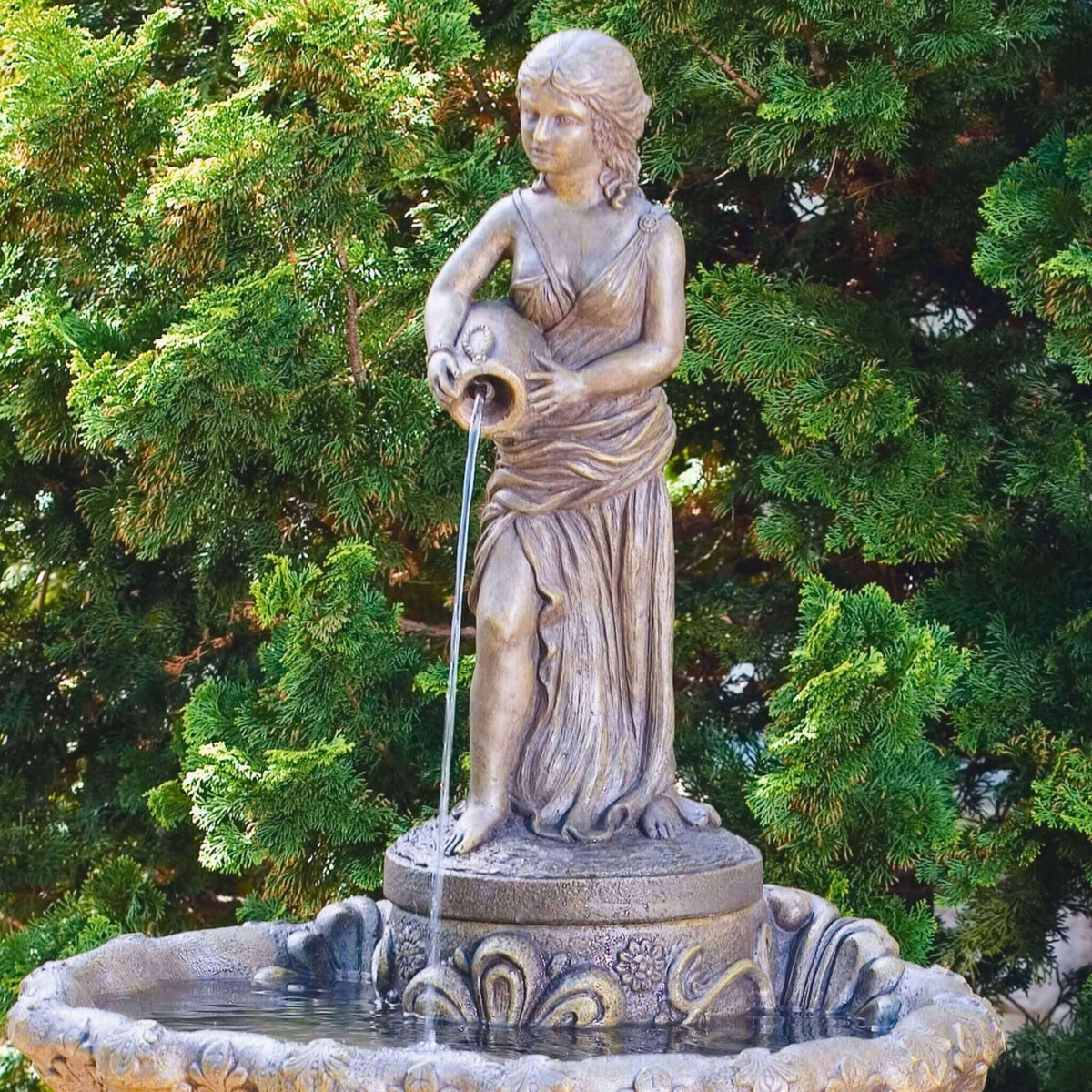 Girl Holding Jug 1-Tier Fountain - Massarellis #3468