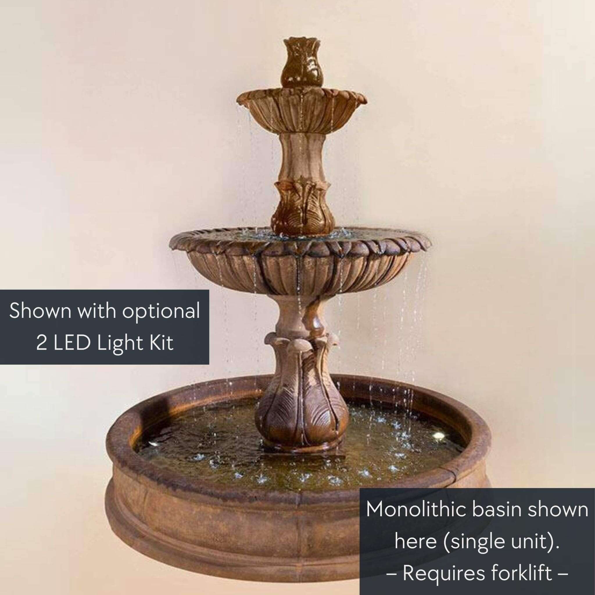 Grandis Calanthia 2-Tier Concrete Pond Fountain - Giannini #1697