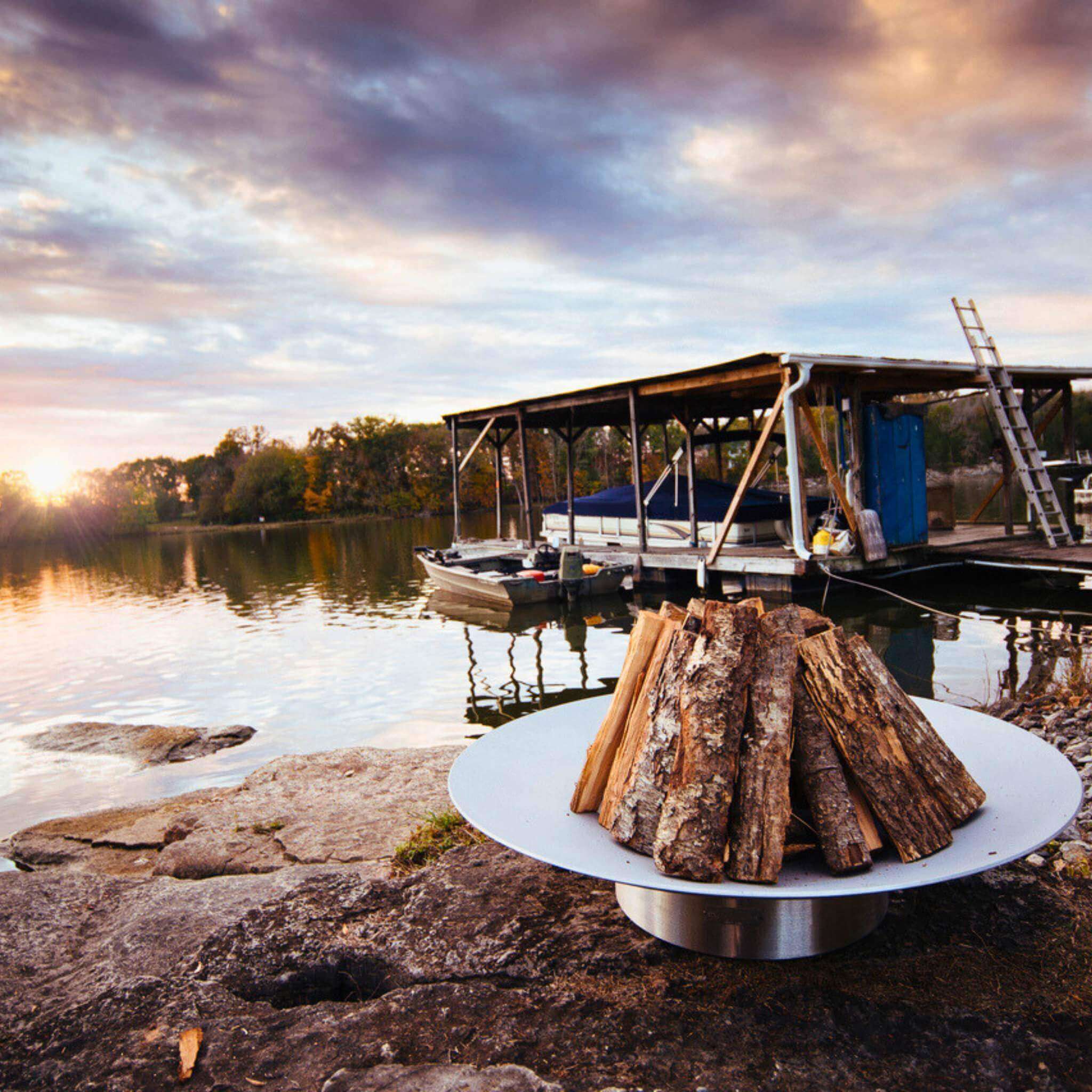 Bella Vita Series Wood Burning Fire Pit in Steel - Fire Pit Art