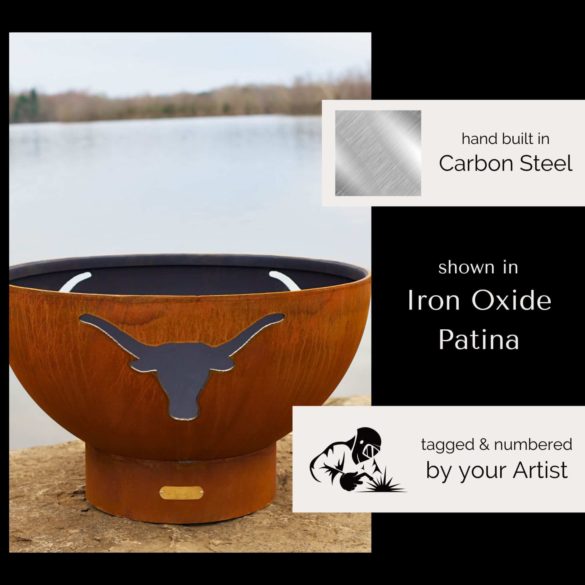 Longhorn Gas Fire Pit in Steel - Fire Pit Art