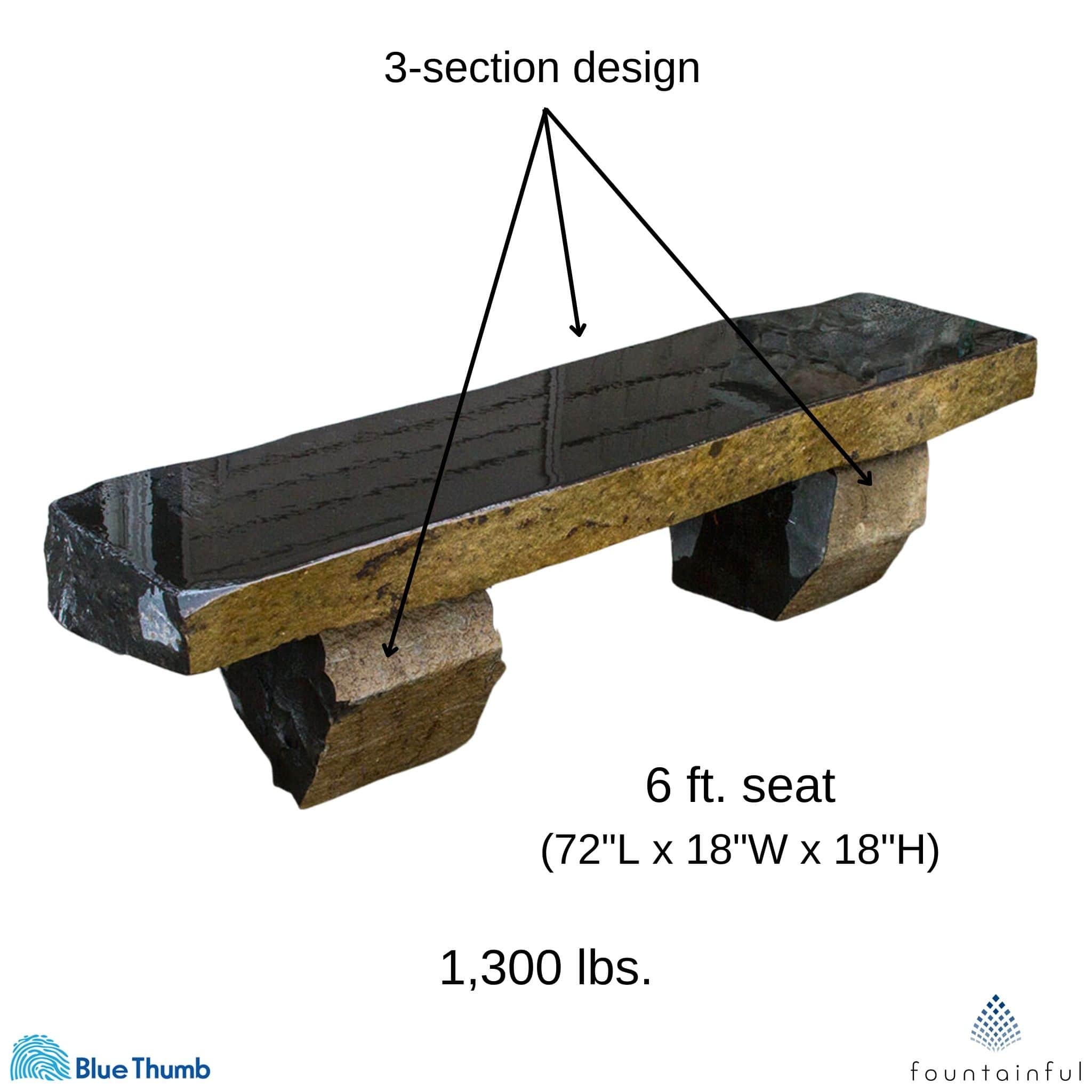 Basalt Garden Bench - 72" - Blue Thumb