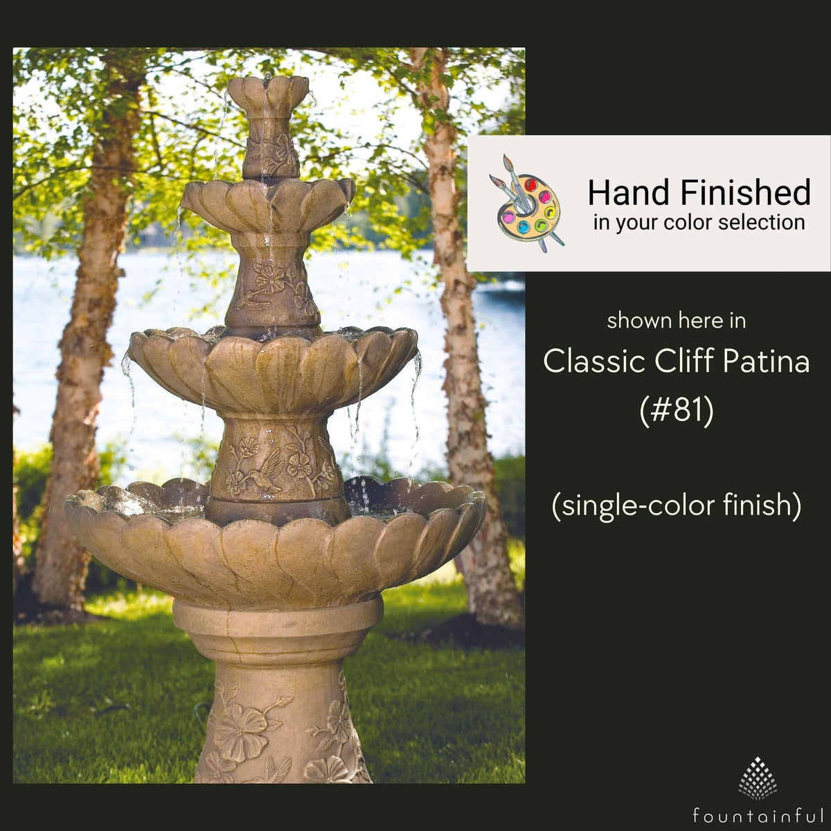 Hummingbird 4-Tier Concrete Fountain - Massarellis #3880