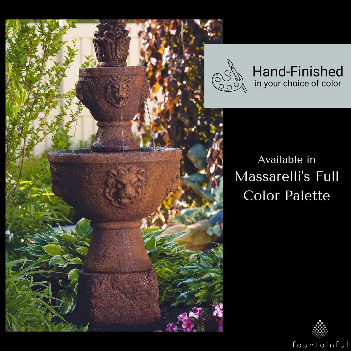 Gabriel 2-Tier Lion Head Concrete Fountain - Massarellis #3613