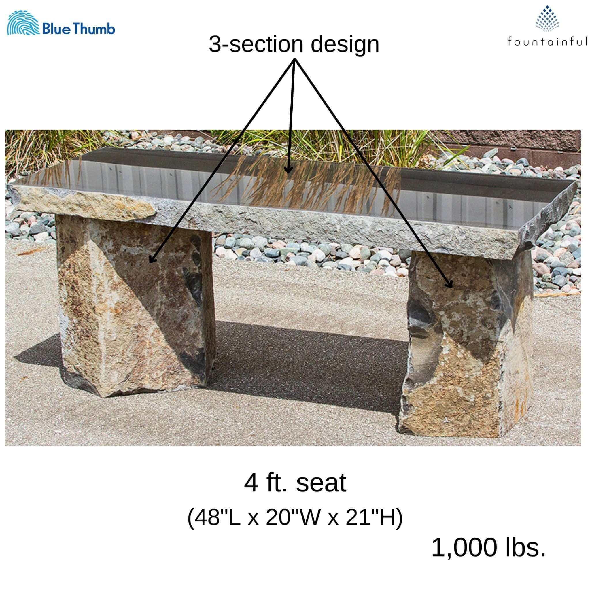Basalt Garden Bench - 48" - Blue Thumb