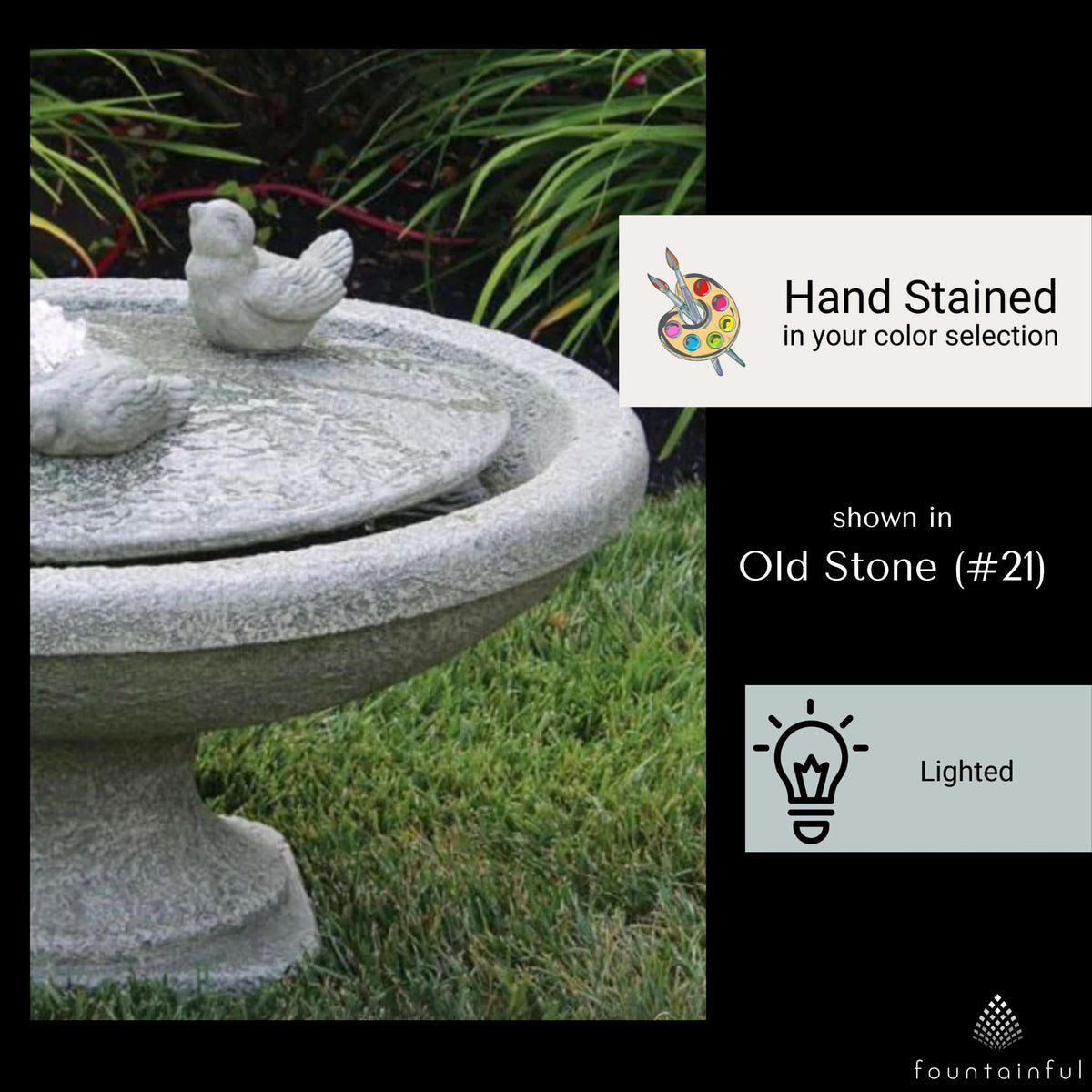 Singing Birds Oval Concrete Fountain - Massarellis #3899